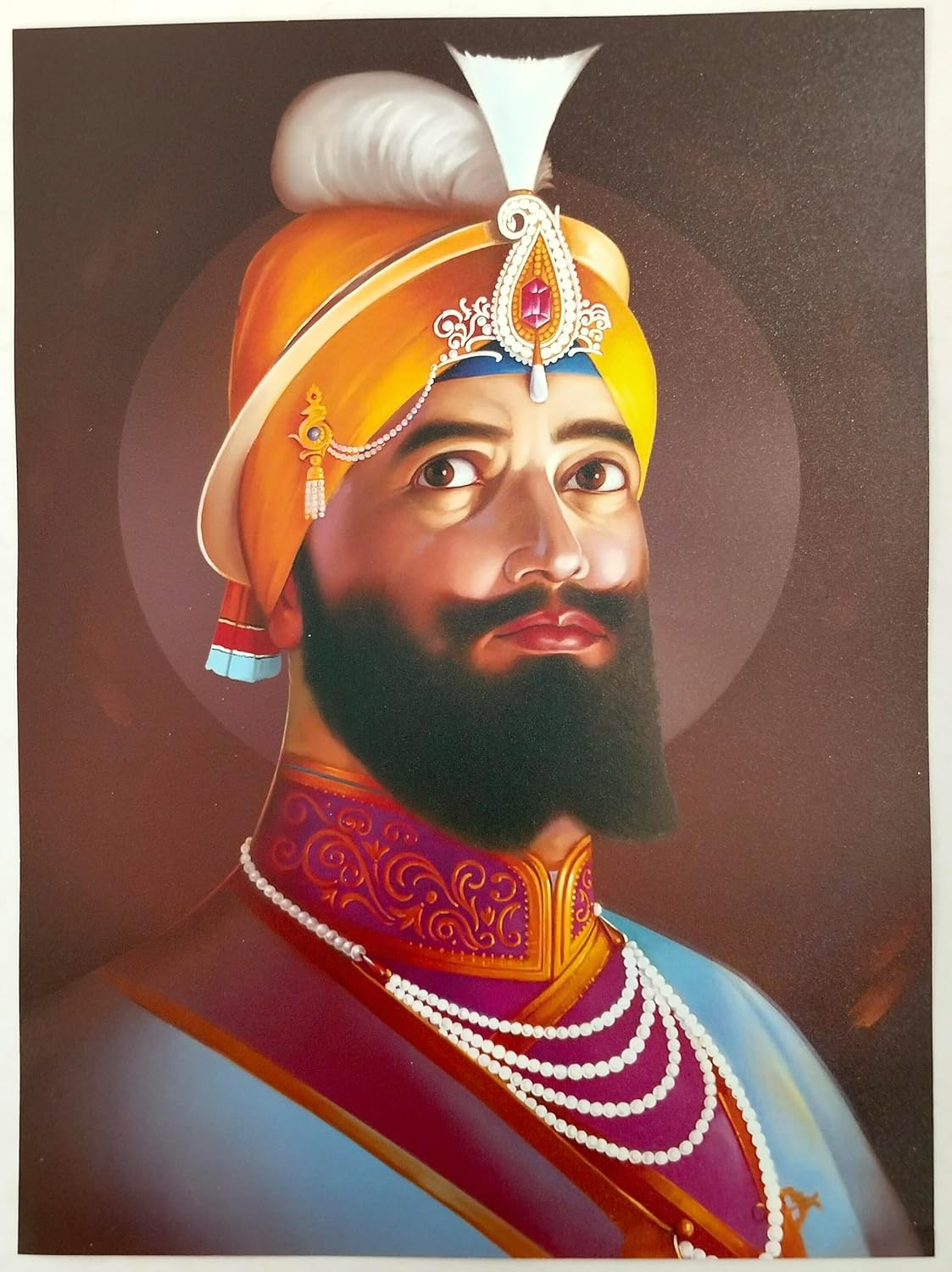Guru Gobind Singh Ji Photo Poster (18X14 Inch) - Guru Nanak Dev Ji, Guru Gobind Singh Ji, Baba Deep Singh Ji, Guru Angad Dev Ji, Char Sahibzade, Mata Gujri Ji, Chaar Sahibzaade, Das Guru, Guru Granth Sahib Ji, Khalsa Panth Ji | Elegant Golden Temple Frame | Sikh Religious Decor | Spiritual Home Decor | Sikh Gift Idea | Sikh Gurus Photo | Punjabi Religion Photo | Perfect for Home or Office