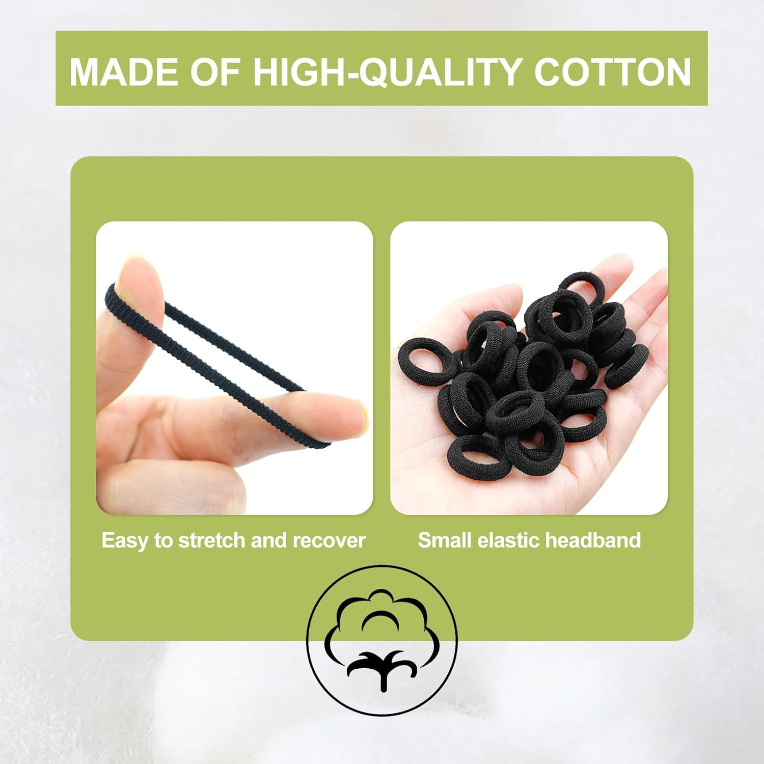 Hanyousheng Pack of 200 Elastic Hair Bobbles Small Hair Bobbles Girls Mini Hair Scrunchies Black Ponytail Holder Perfect for Children, Babies, Little Girls, Black image number 2