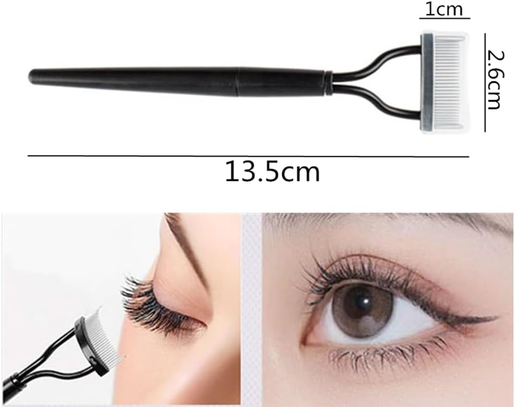 CAASFOOY 2 Pcs Collapsible Eyelash Comb, Eyelashes Mascara Separator Tool Lash Comb with Metal Teeth, Women Beauty Eyelashes Separator Comb Eye Lash Brush Makeup Tooldurable and Attractive (Black)
