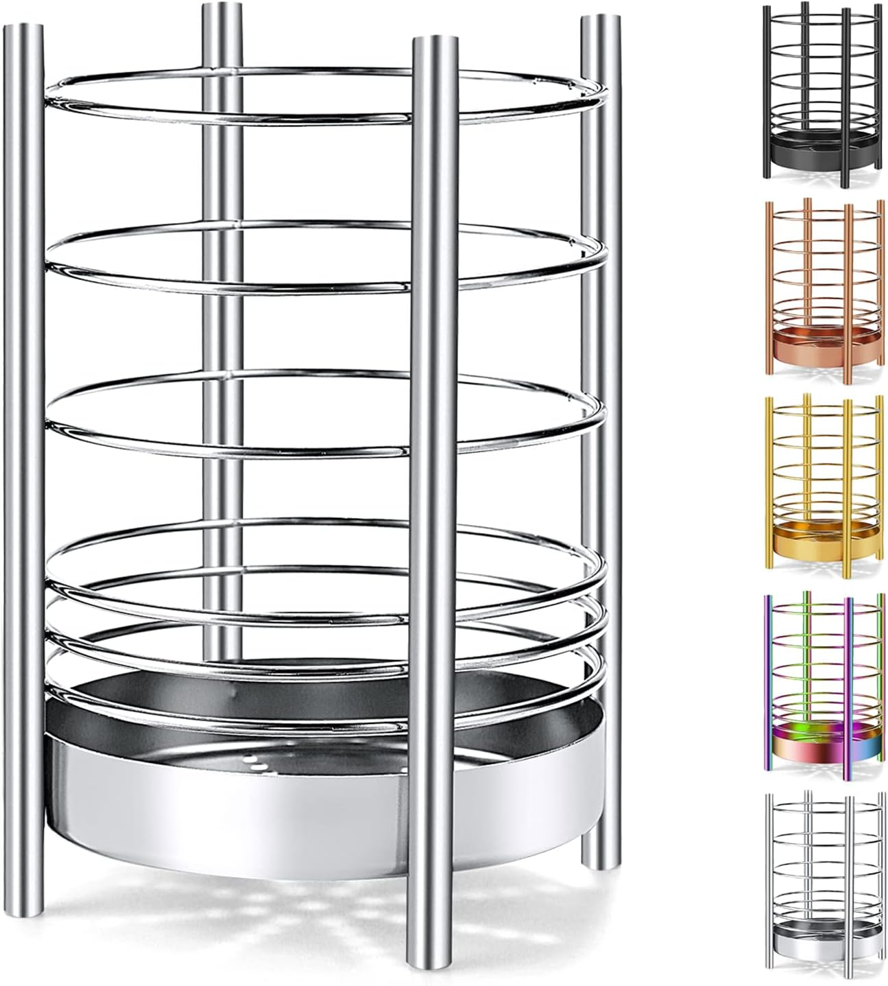 Gold Kitchen Utensil Holder for Kitchen Counter, Stainless Steel Utensil Crocks, Gold Titanium Coating Utensil Storage Caddy Organizer, Cooking Utensil Holder, Easy Cleaning (Gold/7.4''X5.2'')