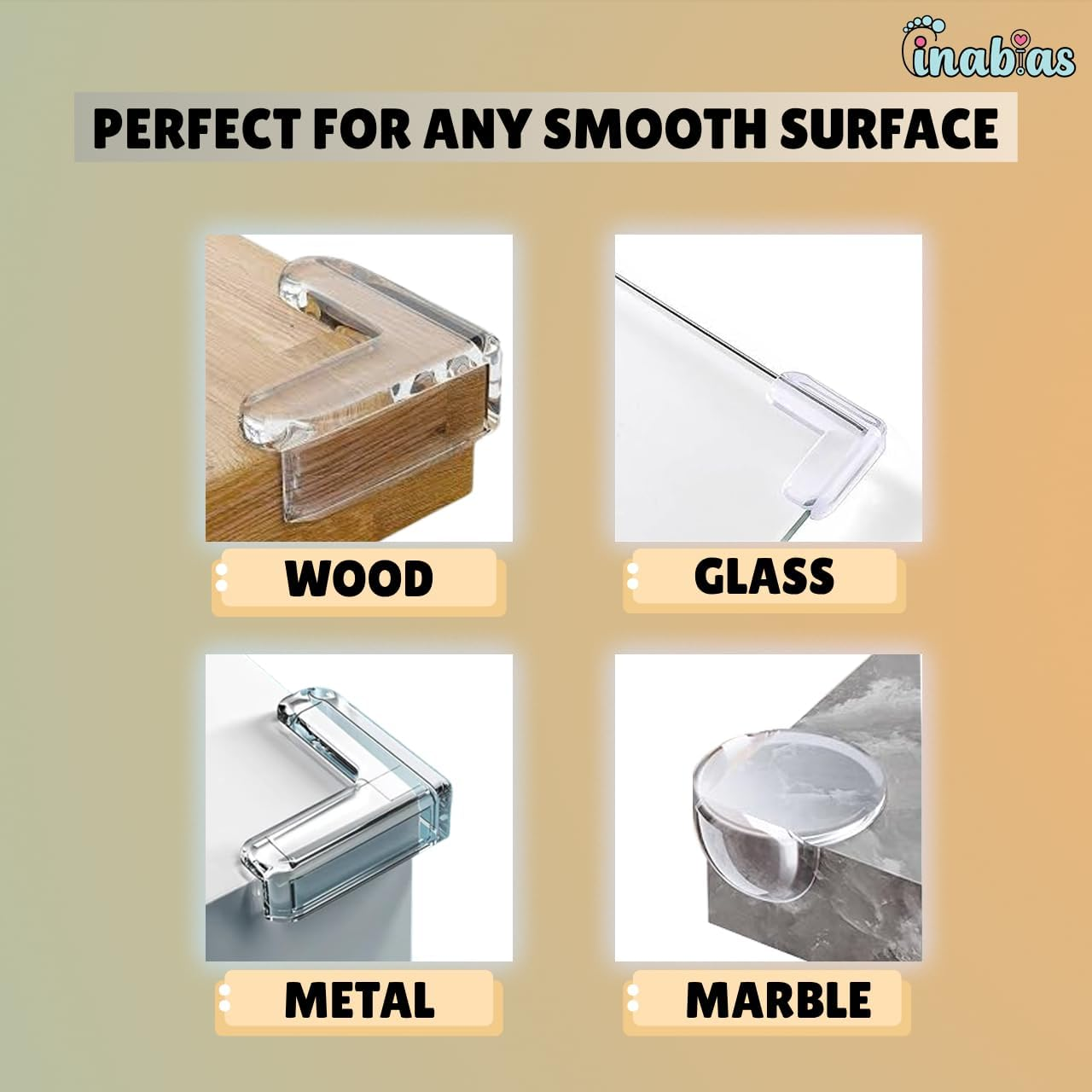 Inabias 12 Pack Corner Protectors for Kids -Clear Silicone Edge Guards Baby Proofing Corner Bumpers with Strong Adhesive for Table, Furniture, Baby Safety & Toddler Protection (6 R + 6 L) image number 1