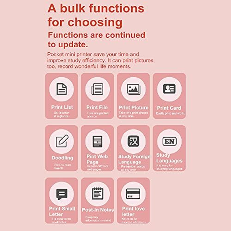 Mini Thermal Printer Compatible, Portable Sticker Printer Machine with Bluetooth Easy Operation Multipurpose Chargable Wireless Printer for Learning Assistance/1130 image number 3