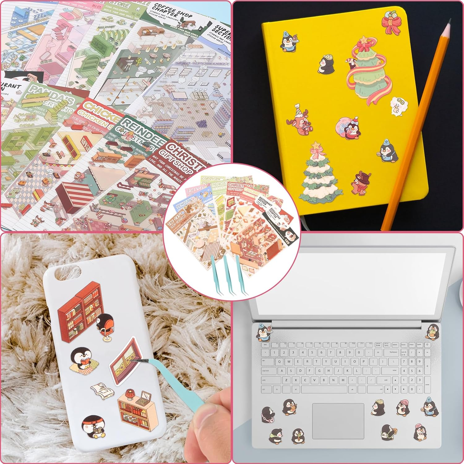 12Pcs DIY 3D House Stickers Set Reusable 3D Cartoon Scene Stickers Funny Mini Room Scene Sticker Cute 3D Miniature Scene Sticker 3D Sticker Scene DIY Landscaping Sticker for Present image number 5