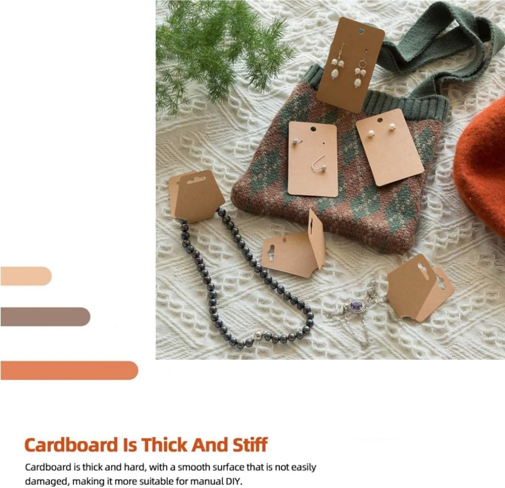 Fabselection Earring Cards Cardboard Paper Jewelry Accessories Display Holder Earrings Necklace Jewelry Display, Kraft Color (100Pcs Coffee) image number 4