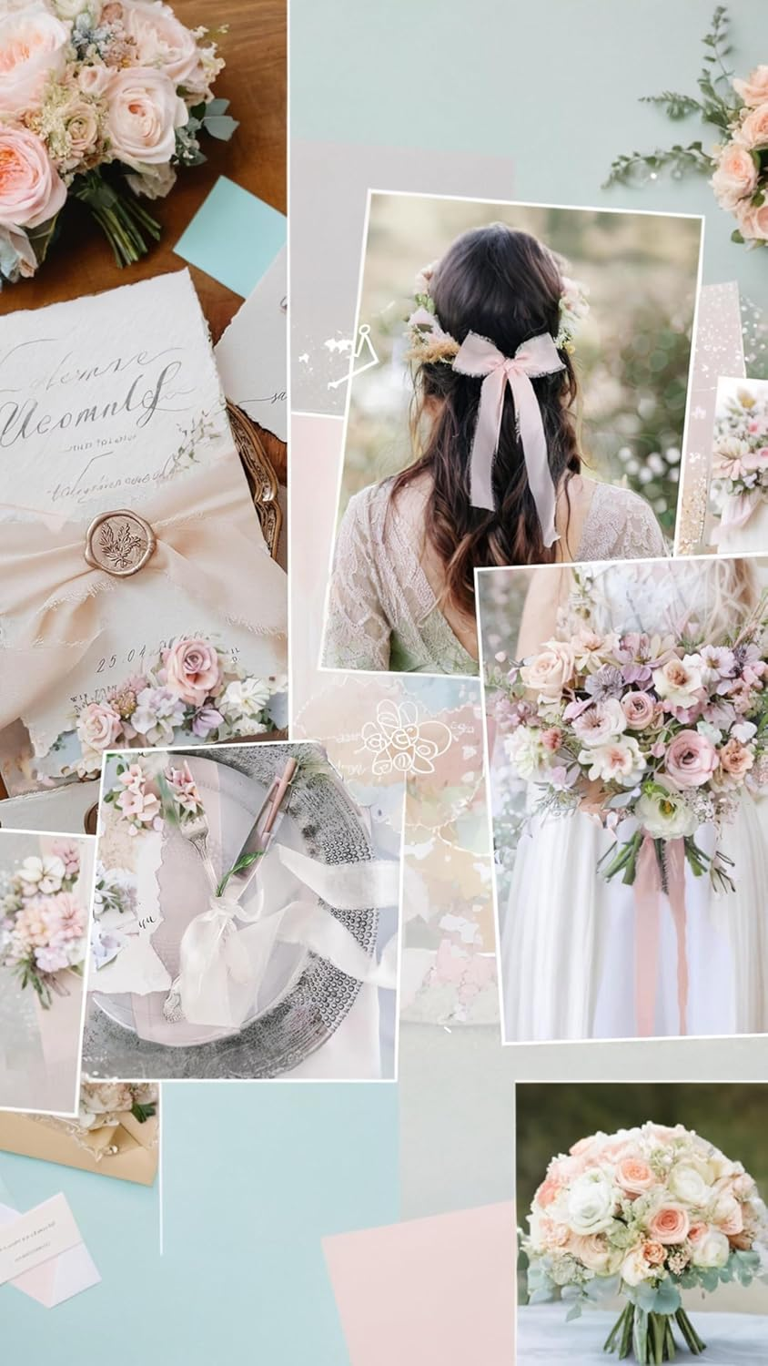 Honwor Handmade Fringe Ribbon Bundle - 2 Rolls, 4Cm X 5M Pink Chiffon & Rose Pink Cotton, for Elegant Wedding Decor, Gifts & DIY Crafts image number 3