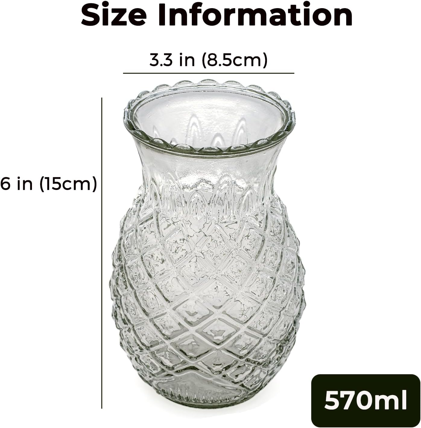 Set of 2 Pineapple Cocktail Glasses, 20 Ounce/570Ml Fun Cocktail Jars Tiki Cups for Bar, Party image number 1