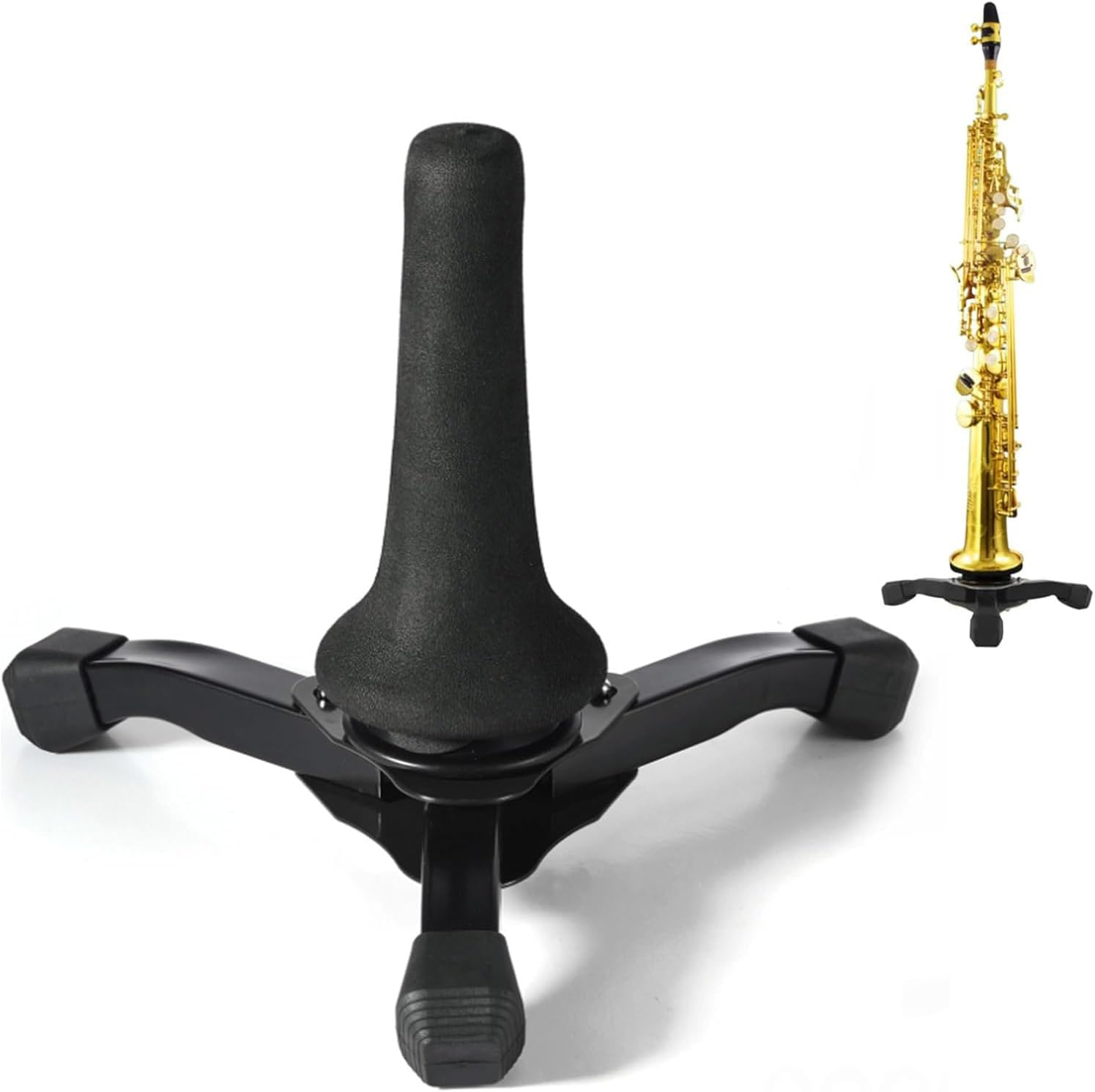 KESERLIG Portable Foldable Tripod Stand Holder with Protective Pad, Anti-Slip Sturdy Holder for Oboe, Flute, Clarinet, Straight Saxophone Wind Instrument image number 1