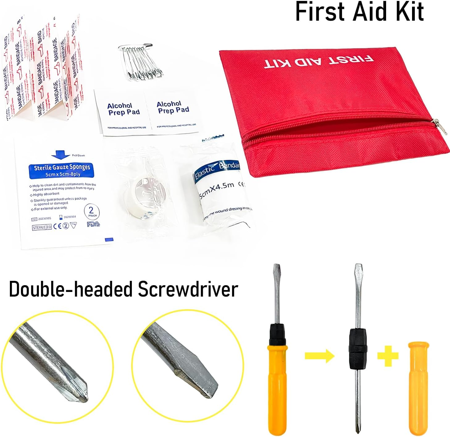 Socpuro Car Roadside Emergency Kit, Roadside Safety Tool Kit Assistance Bag with Jumper Cables, First Aid Kit, Tow Rope, Safety Hammer, Reflective Triangle for Car Vehicle Truck SUV image number 1