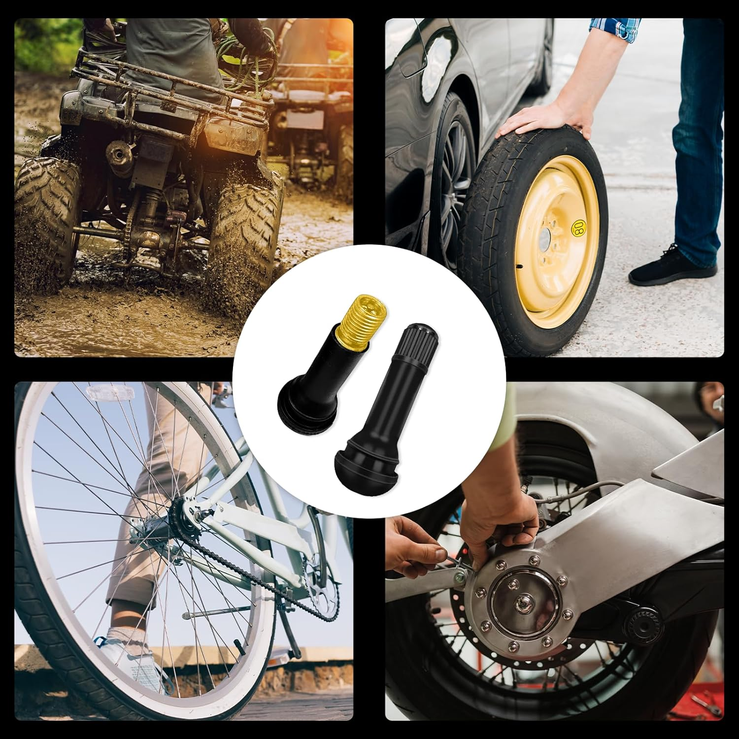 Snap-In Valves Stems, 26 PCS Rubber Tire Valve Stems with Dust Caps for Automotive, Furniture, Decoration image number 5