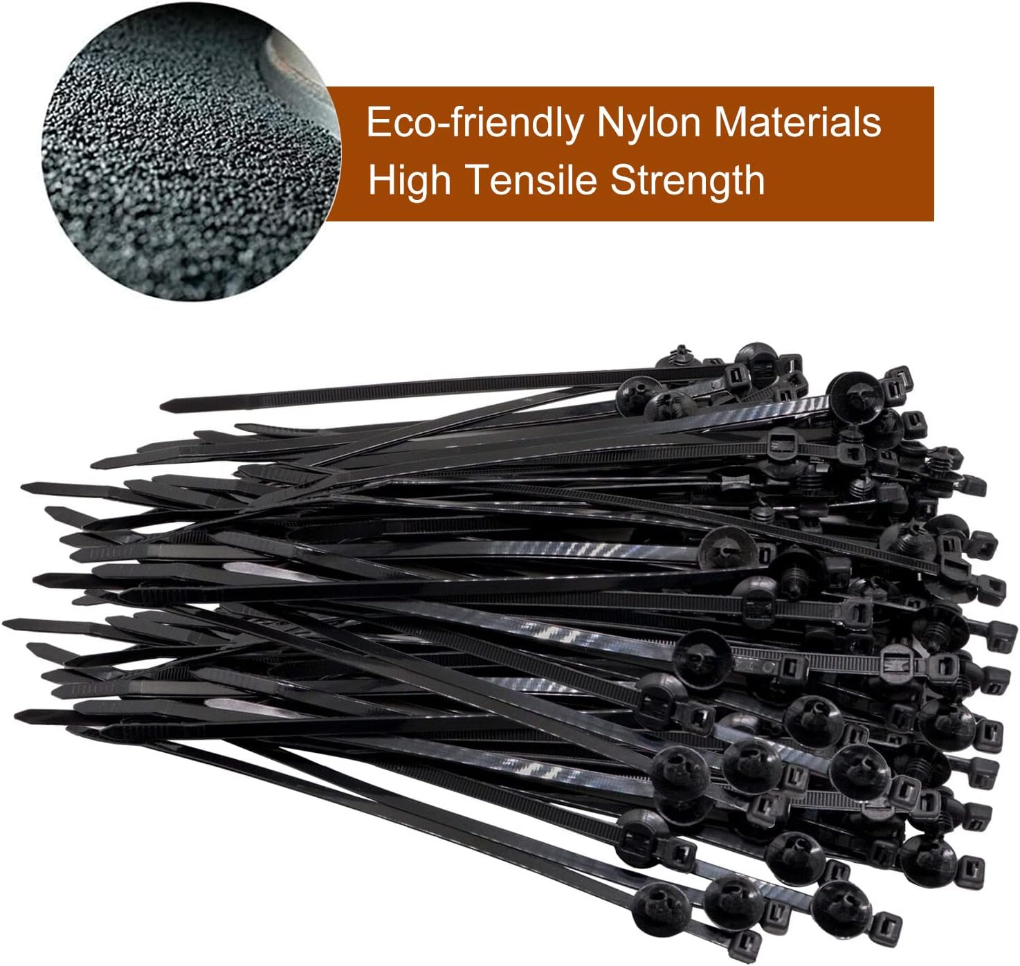 BENLIUDH Cable Ties 8 Inch, Black Fir Tree Nylon Push Mount Head Electrical Zip Tie Wire Clip Holder (100 Pack) image number 5