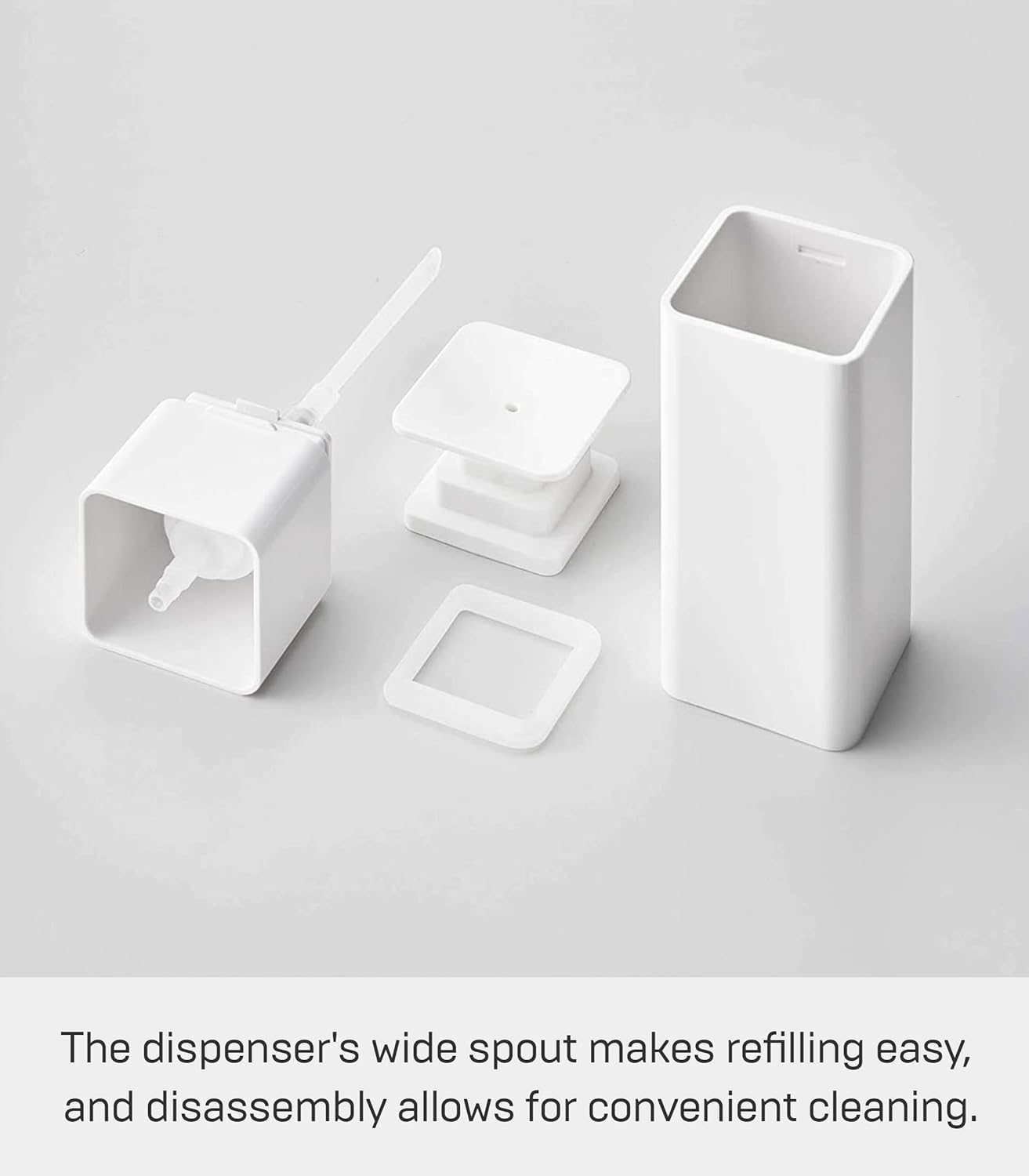 YAMAZAKI Home Home One Handed Push Soap Dispenser, Size, White (5213-P) - White image number 5