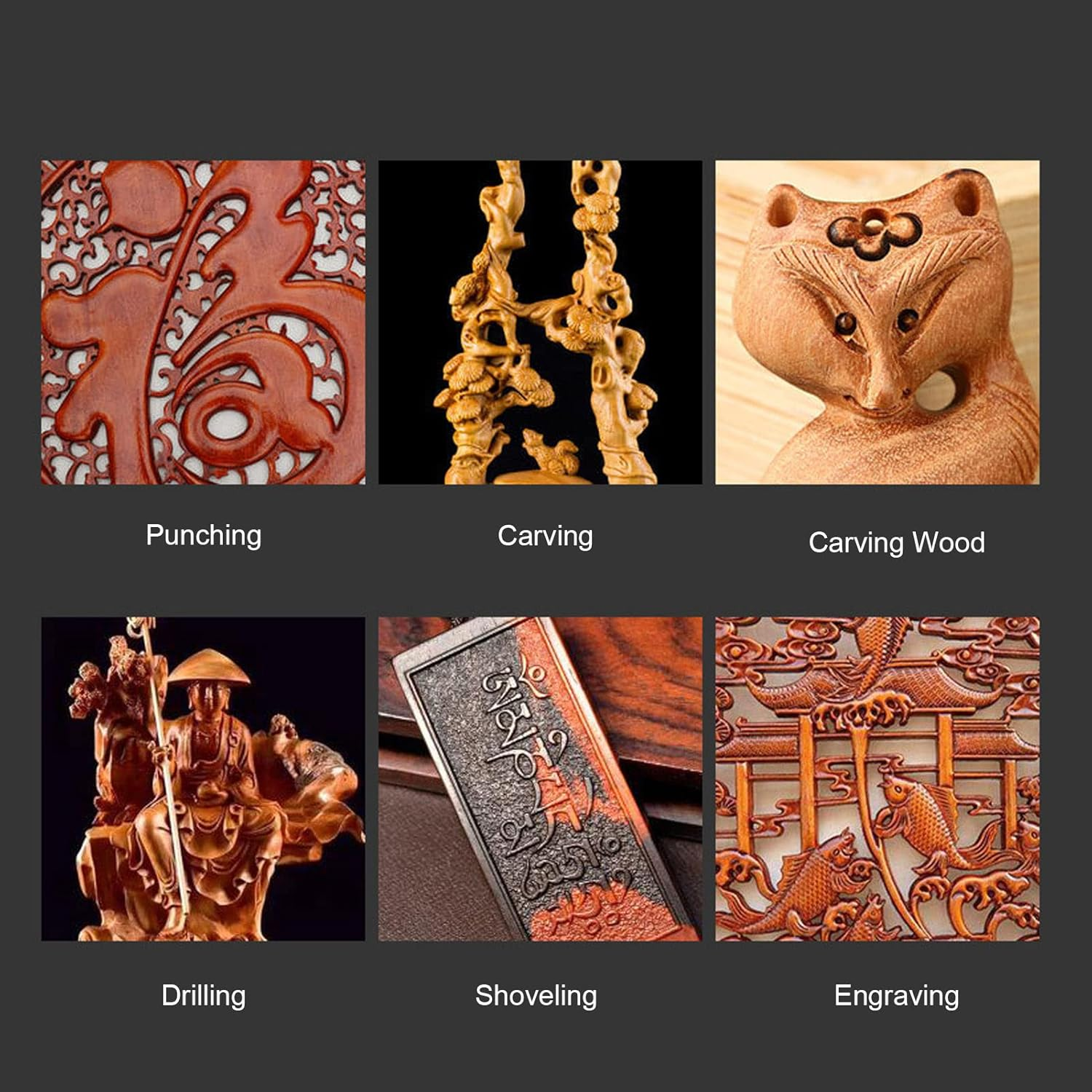 Wood Carving Tools Set, 12PCS Wood Carving Kit for Beginners, Carving Knife Sharpener with CRV Blade Wooden Handle, Engraving Chisel Set for DIY Handicrafts image number 5