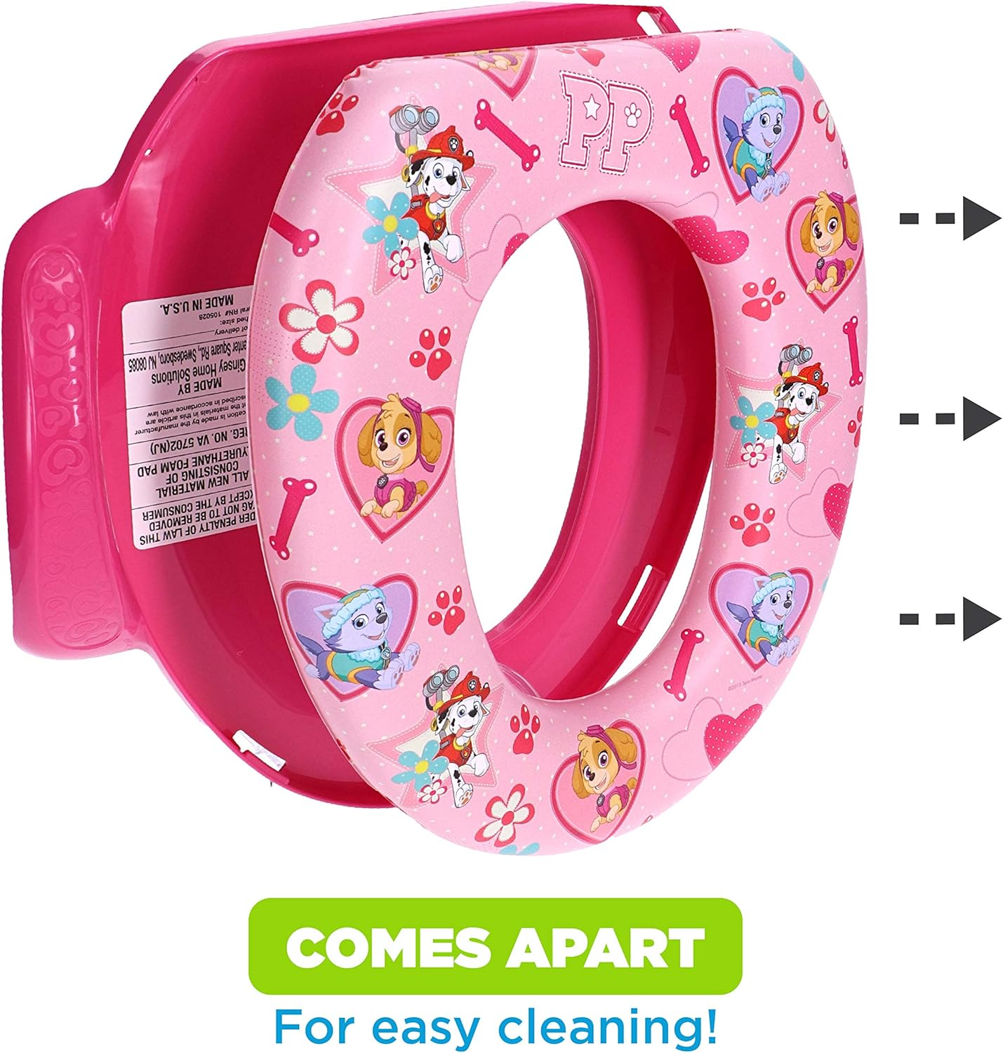 Nickelodeon Paw Patrol Skye and Everest Soft Potty Seat for Toilet Training Kids, Pink, Standard