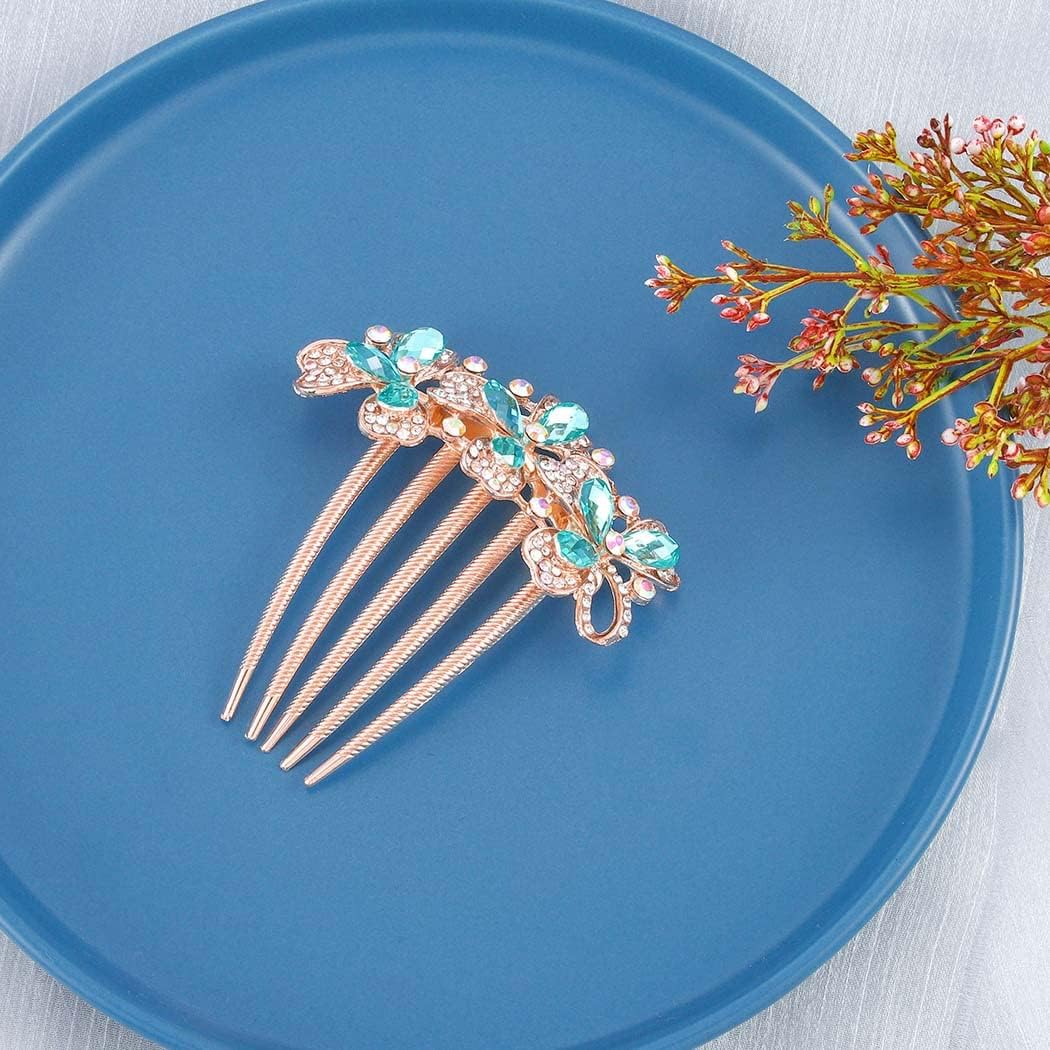 Bohend Rhinestone Hair Comb Crystal Hairpieces Bridal Hair Accessories for Women and Girls (6) image number 1