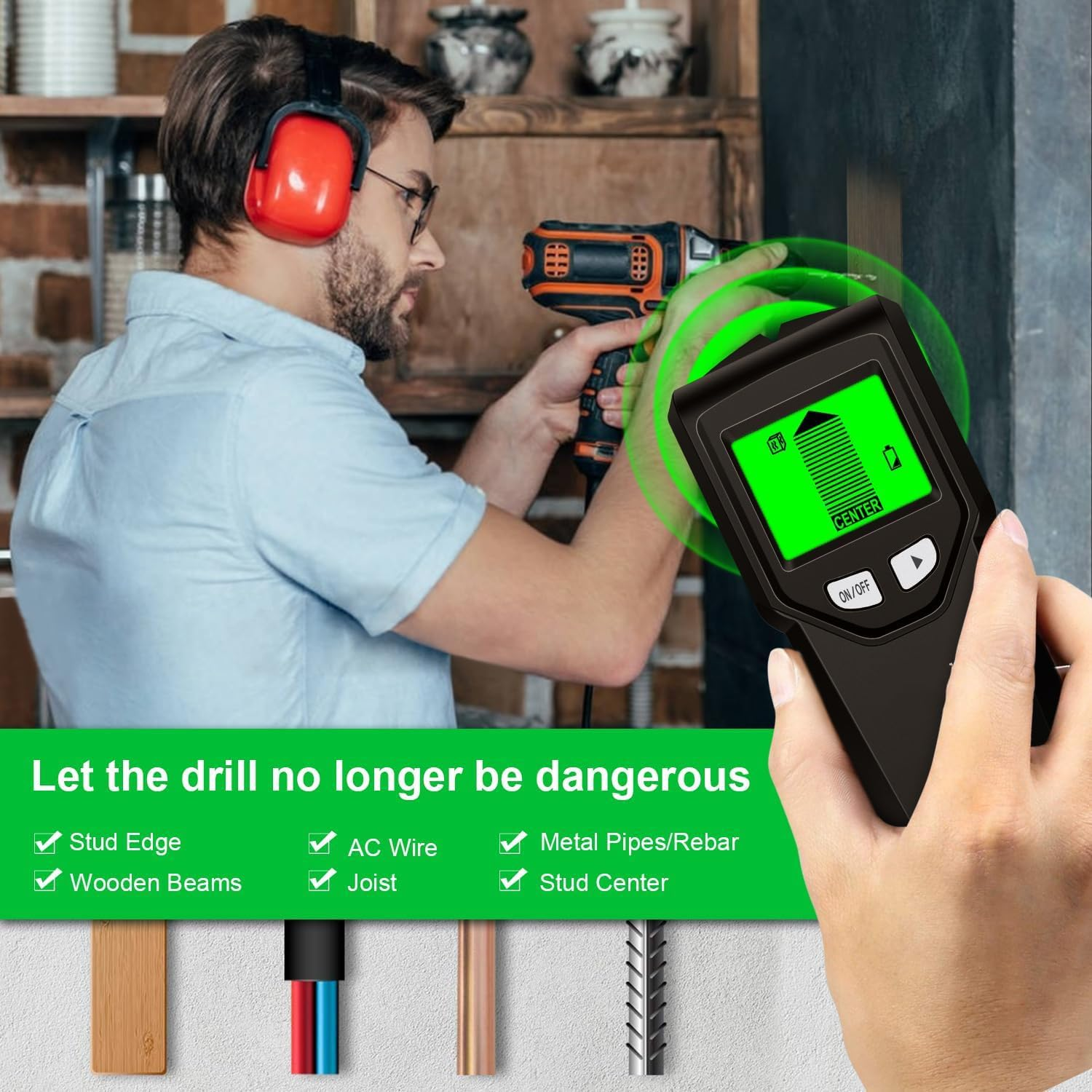 Stud Finder Wall Scanner- 3 in 1 Wall Scanner Handheld Stud Sensor,Intelligent Microprocessor Chip and HD LCD Display,Edge Finder for Metal Wood Detector (Batteries Not Included