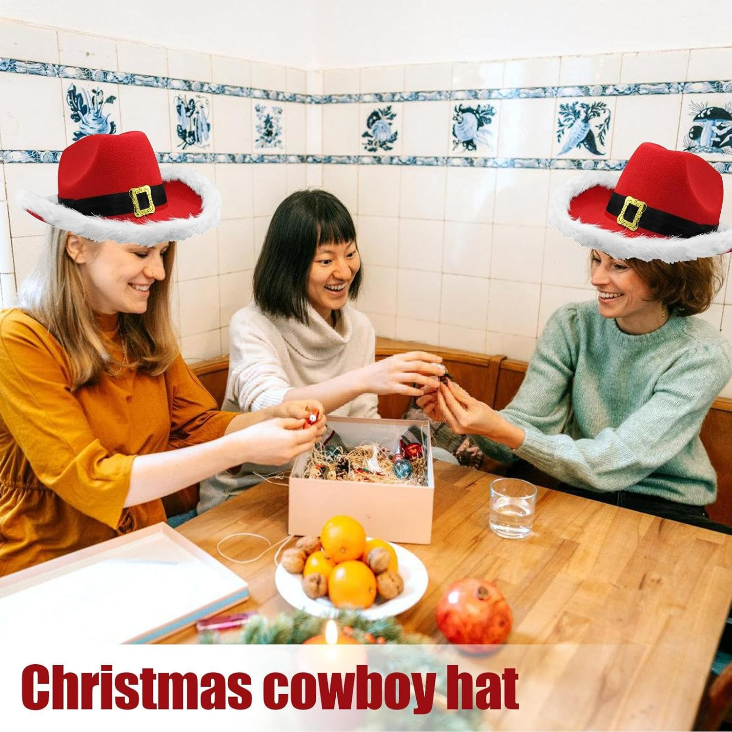Santa Cowboy Hat | Christmas Western Costume Accessories, Cosplay Prop for Santa and Cowboy Costumes - Borato image number 6