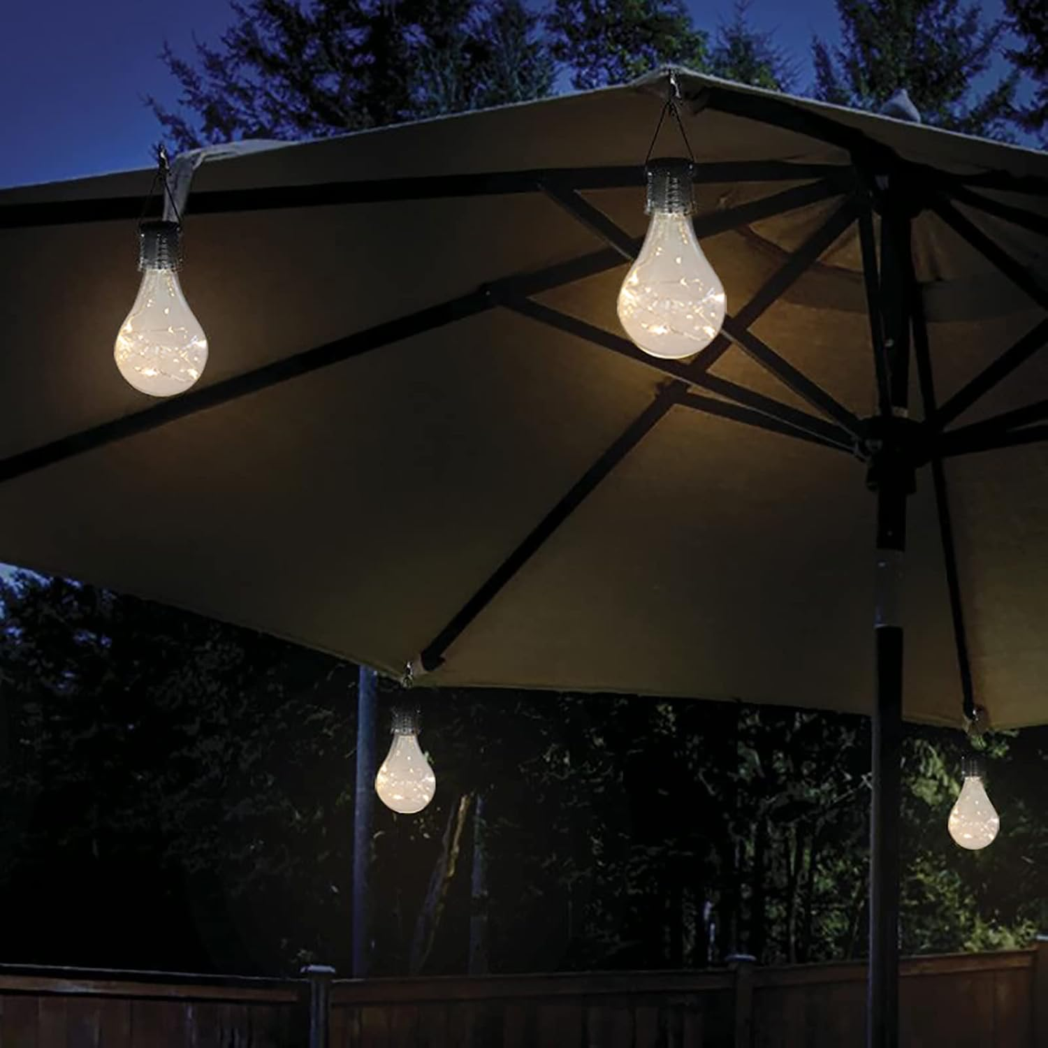 Pearlstar Solar Light Bulbs Outdoor Waterproof Garden Camping Hanging LED Light Lamp Bulb Globe Hanging Lights for Home Yard Christmas Party Holiday Decorations (6 Pack-Clear Bulbs) image number 2