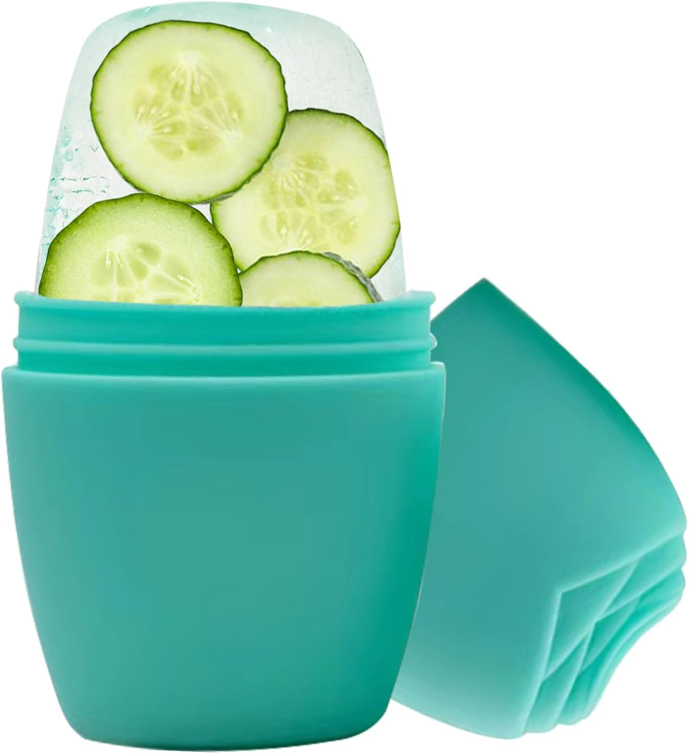 Qewro 2Pack Ice Roller for Face, Silicone for Tone Skin, Reusable Eye Puffiness Relief, Ice Roller Mold for Neck, Facial Roller to Remove Fine Lines Pores anti Wrinkles (Pink and Green)