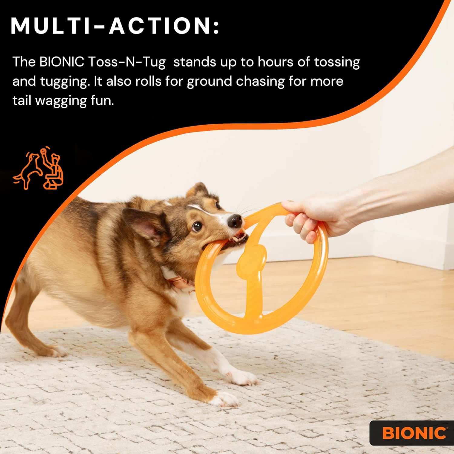 Bionic Toss-N-Tug Ring Dog Toy, Orange image number 2
