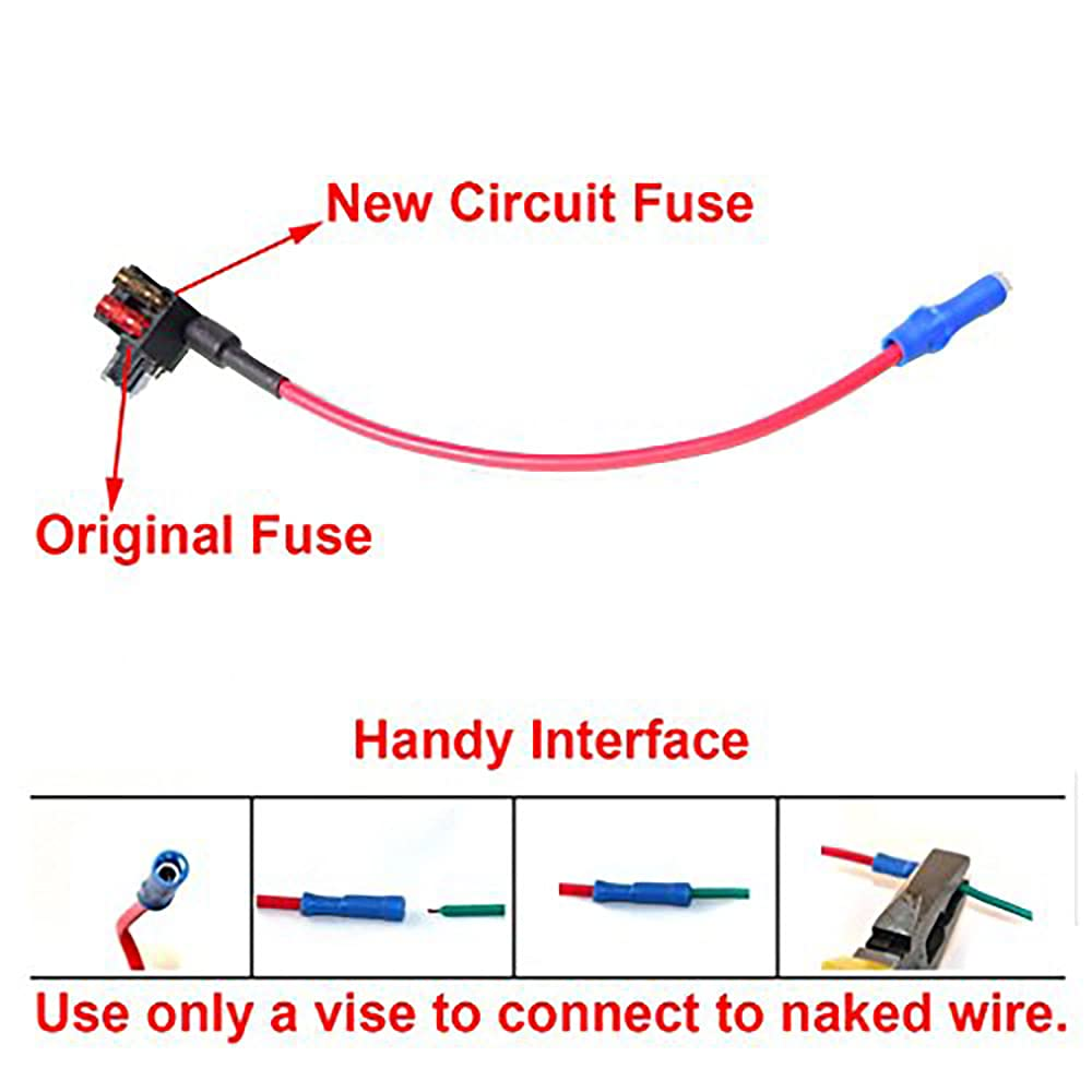 Car Motor ADD Circuit Blade Style Fuse Adapter Cable Add-A-Circuit Fuse Holder APS ATT Low Profile ATM LP FUSETAP TAP with 7 Fuses Set 5, 7.5, 10, 15, 20, 25, 30 AMPS - Mini Size ｡ｭ image number 2