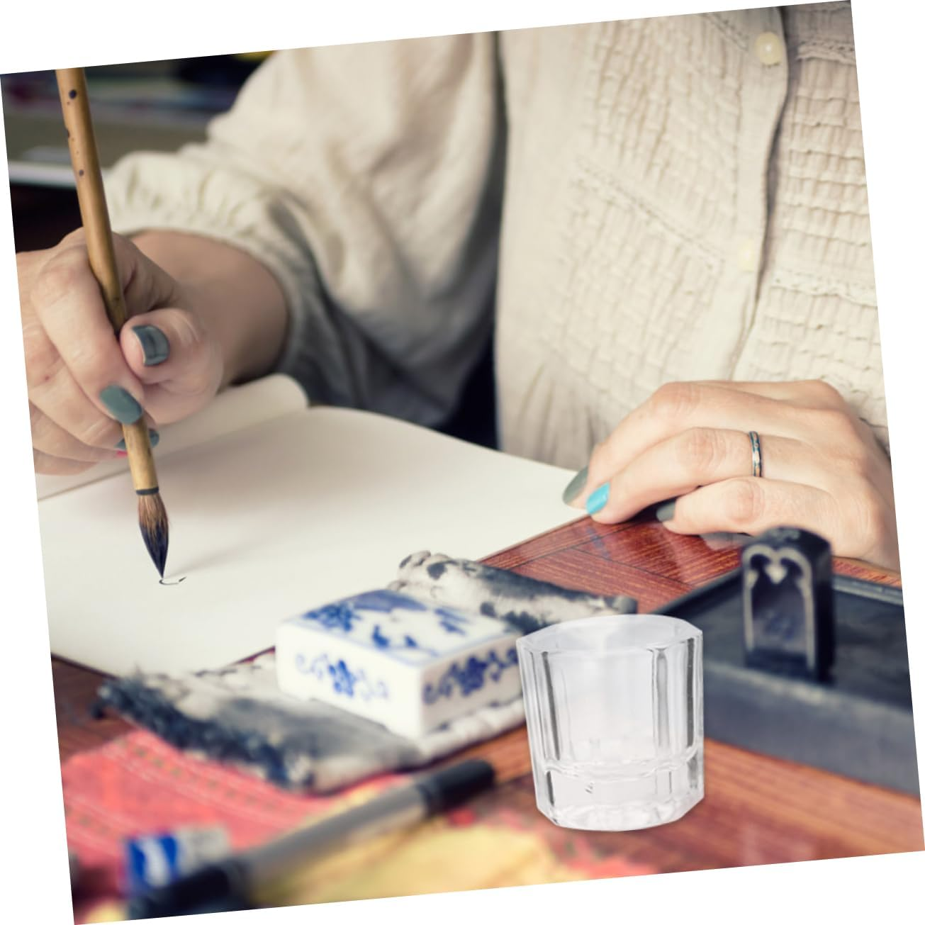 ELAYARD 8Pcs Glass Nail Art Cleaning Cup Durable Manicure Liquid Holder for Nail Pen Washing Thick Base for Stability Mixing and Cleaning image number 6