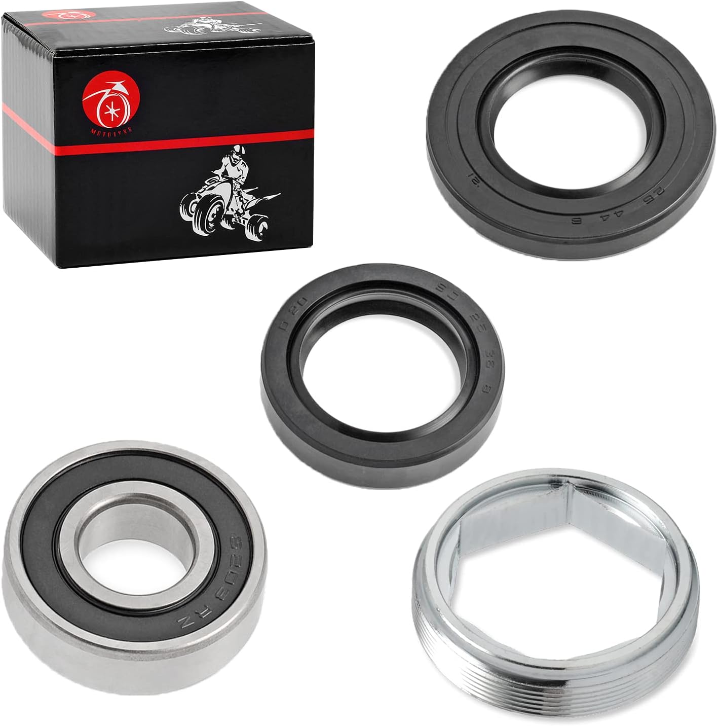 Steering Stem Bearing Seal Holder Nut for Yamaha Banshee Big Bear Kodiak Warrior Wolverine 350 400 450 Grizzly 350 400 450 550 600 660 Raptor 350 660R 700 700R YFZ450 R X V W 2GU-23872-00-00 image number 1