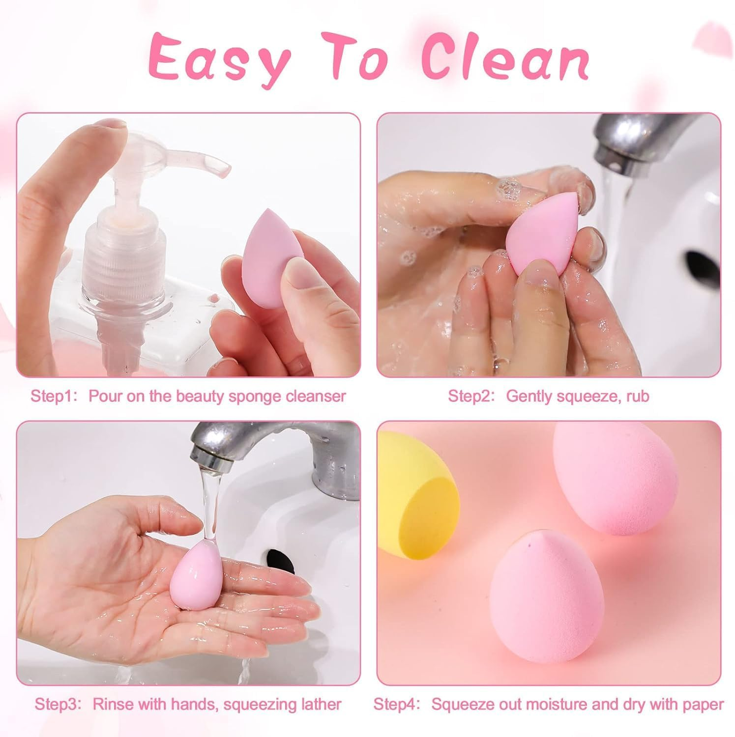 30 Pcs Mini Beauty Blender Makeup Sponge Set, Professional Foundation Blending Makeup Sponges for Liquid, Powder, Cream & Sunscreen,Non-Latex, Wet & Dry Use, Ideal for Eyes & Nose image number 3
