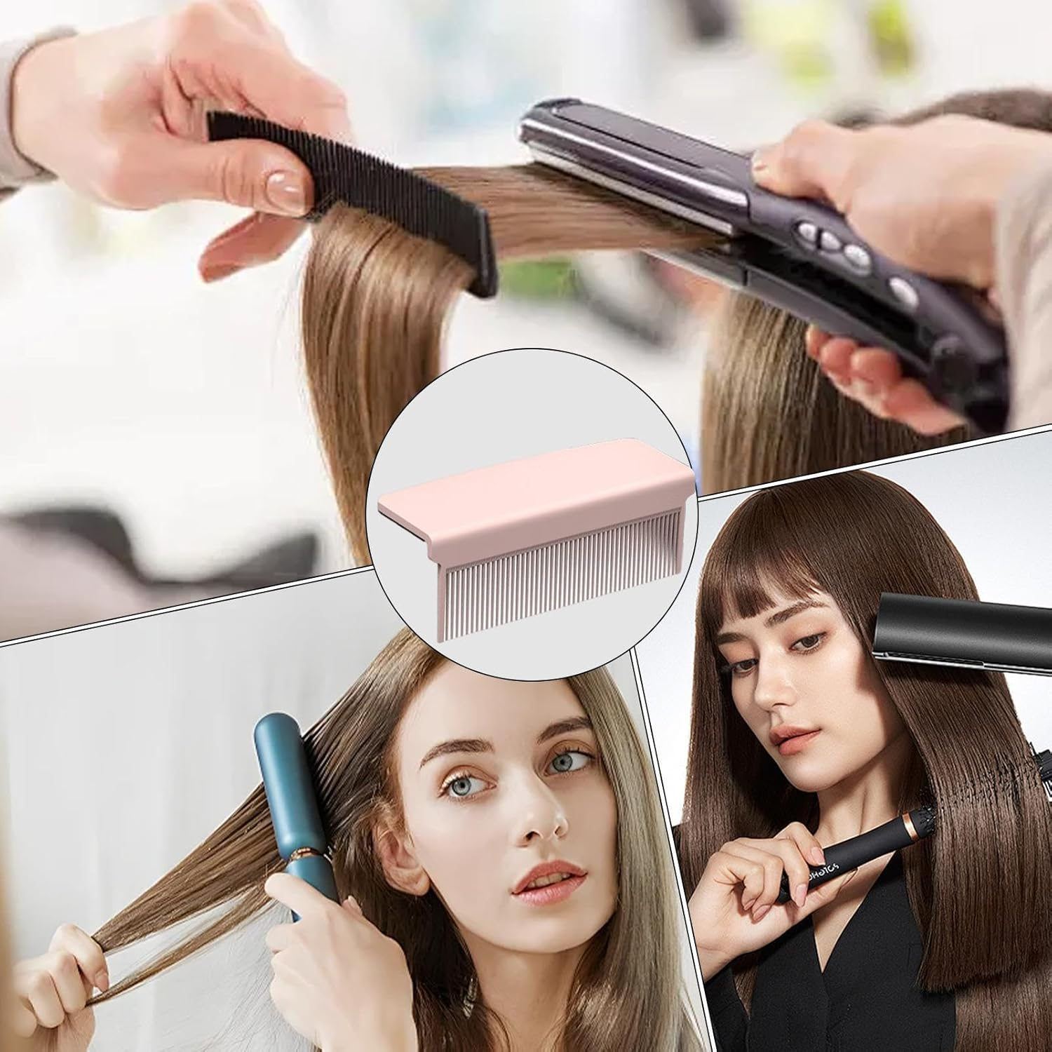 Vriusi Splint Hair Straightening Comb Tool, Comb Attachment for Flat Iron, Self-Adhesive Straightening Hair Styling Accessories, Professional Comb Attachment, Straight Hair Styling Tools image number 4