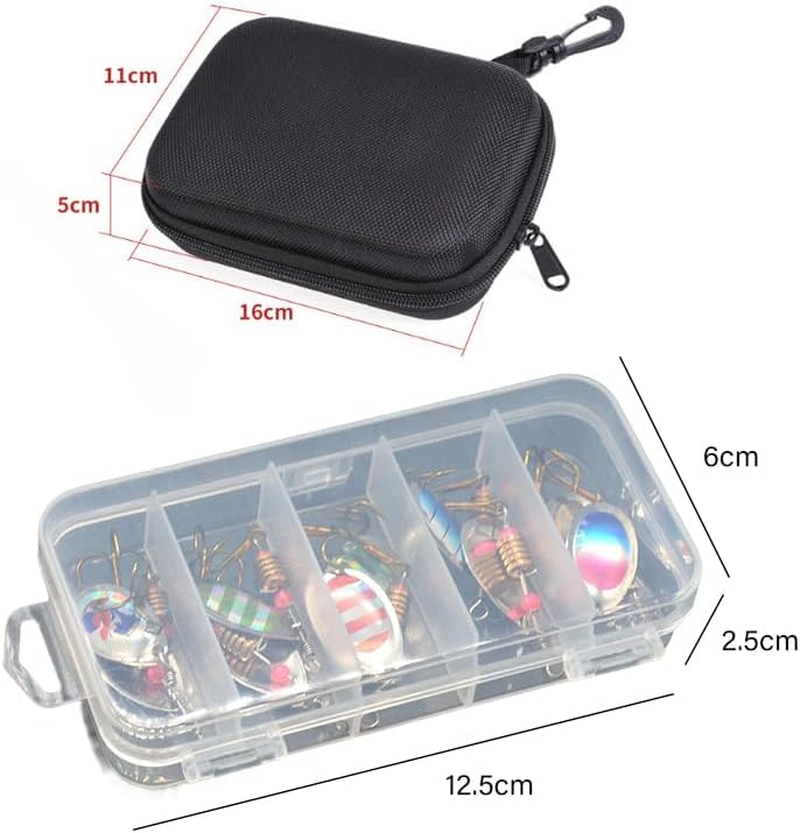 AIMALL 10/16PCS Fishing Lure Spinners Bait Spoon Set with Portable Tackle Box &ndash; Assorted Trout and Bass Fishing Tackle Kit for Freshwater and Saltwater image number 1