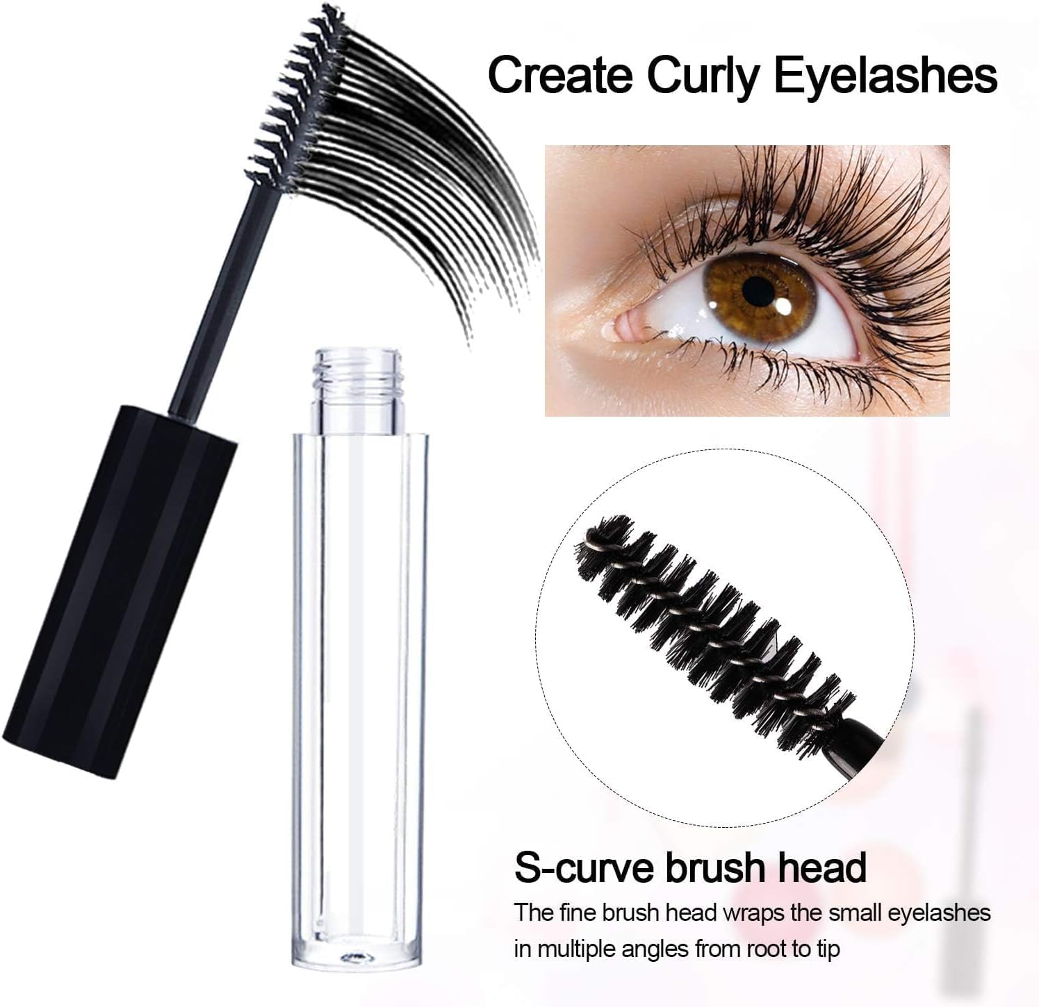 Shuoteng Mascara Tubes with Eyelash Wands, Funnel, Droppers and Inner Stoppers, 5Pcs Eyelash Cream Container Bottle Set, Empty Mascara Tubes with Eyelash Wand