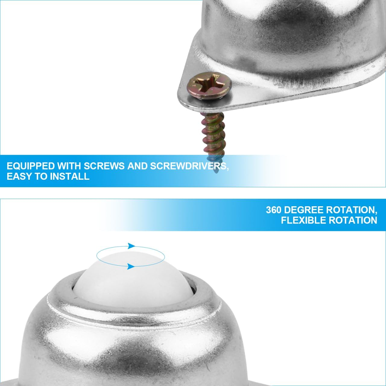 ULTECHNOVO Nylon Casters 7Pcs - 360 Swivel Ball Caster Wheels for Furniture Screw Mounted Wheels for Office and Home Use