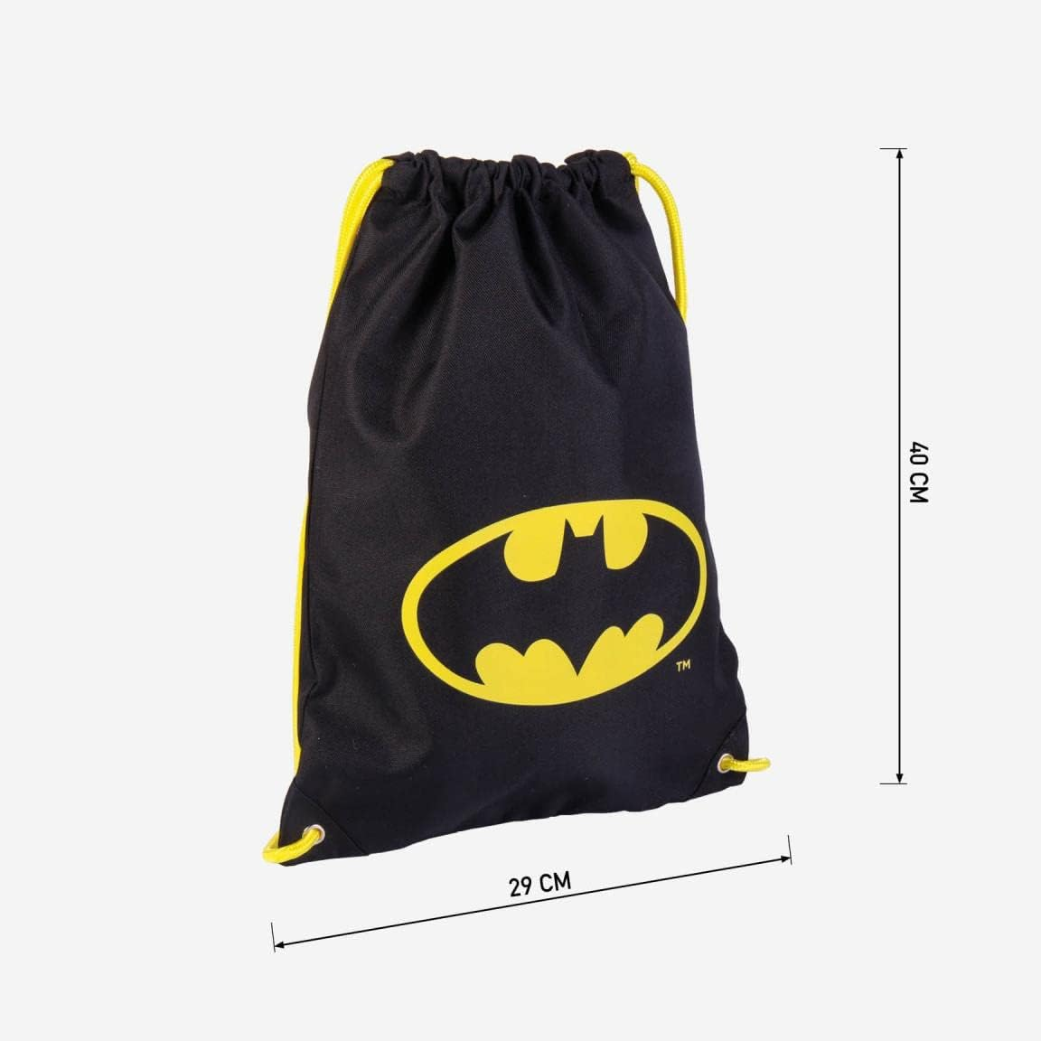 CERD&Aacute; LIFE'S LITTLE MOMENTS Batman String Backpack Bag - Official DC License, Unisex Kids Sack, Black, Small, Black/White image number 2