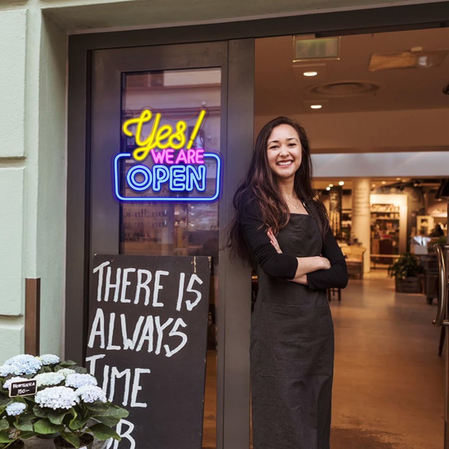 SIGNSHIP Open Neon Sign LED Sign Yes! We Are Open Neon Sign for Wall Decoration Yellow & Pink & Blue Open Neon Light Sign Light up Sign for Bar Restaurant Hotel Shop Club Decor image number 6