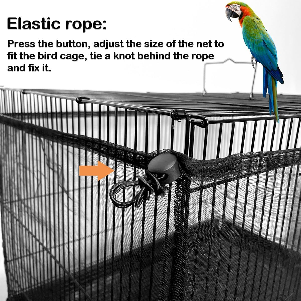 LICQIC Bird Cage Seed Catcher, Adjustable Birdcage Cover, Stretchy Bird Cage Cover (Black, 118.1 X 15 Inch/ 300 X 37 Cm) image number 4