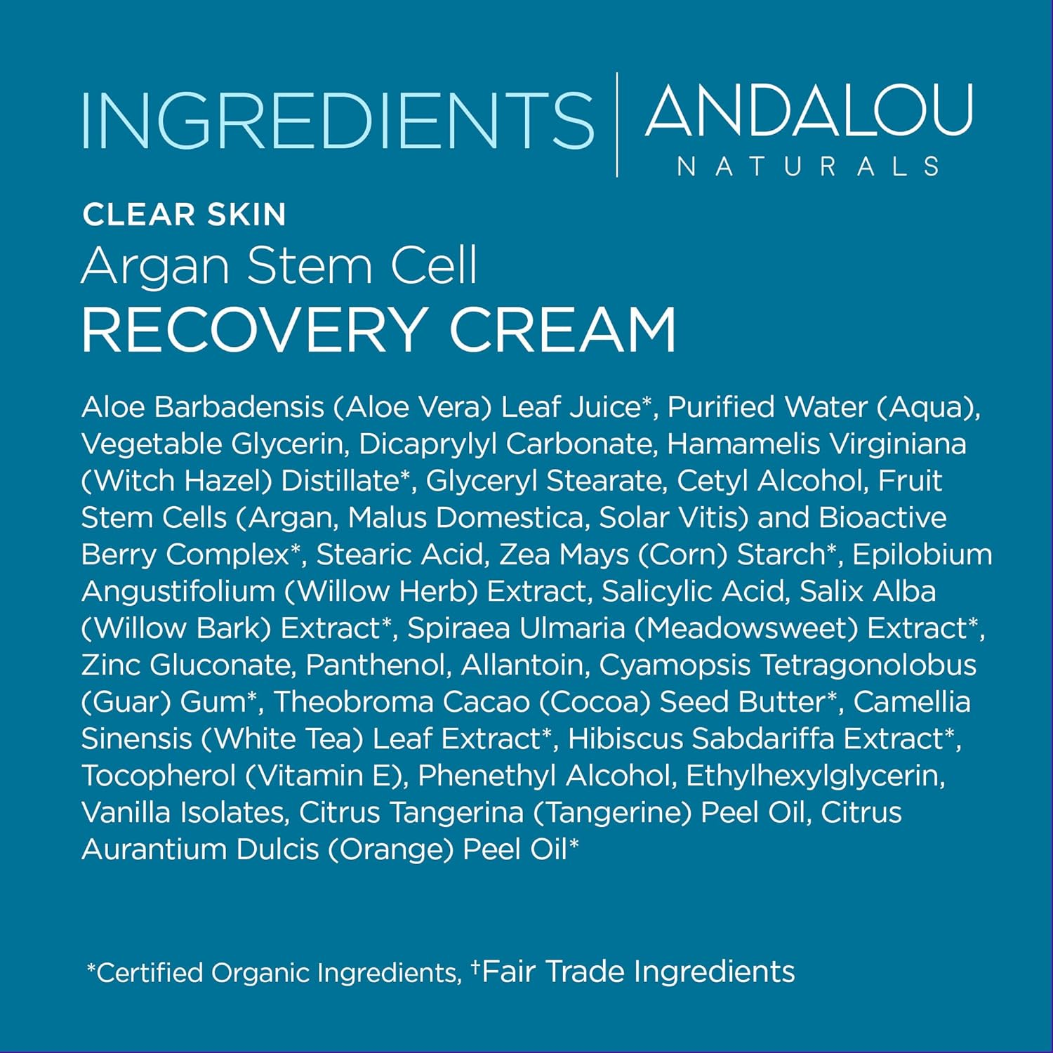 Andalou Naturals Andalou Naturals Clear Skin Argan Stem Cell Recovery Cream 50Ml, 50 Millilitre, BLUE image number 2