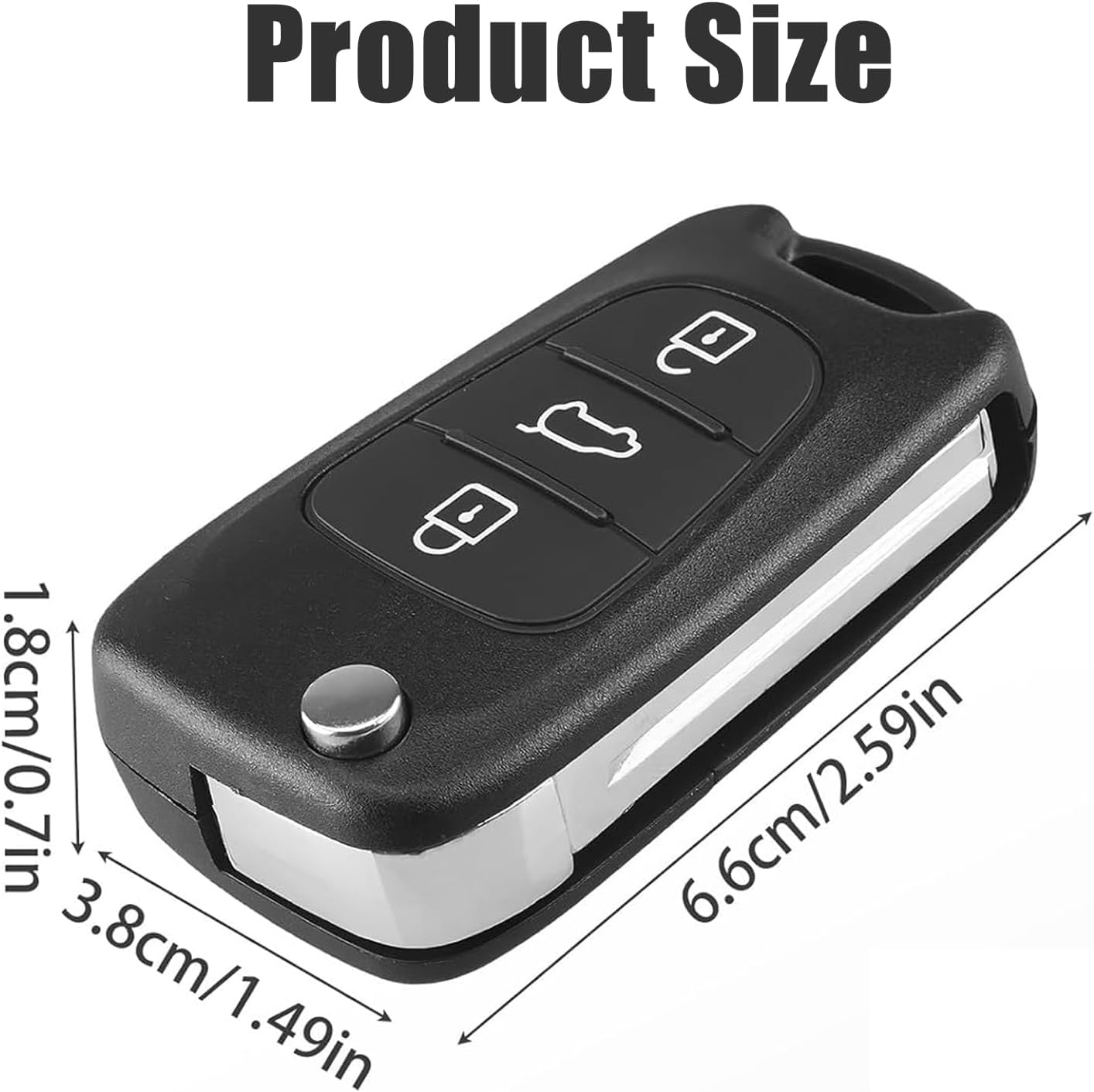 Haakhui 3-Button Flip Key Fob Remote Case Shell Replacement,No Electronics Case Shell Only ,Compatible with Hyundai I30 I20 Elantra Car Key Case image number 2