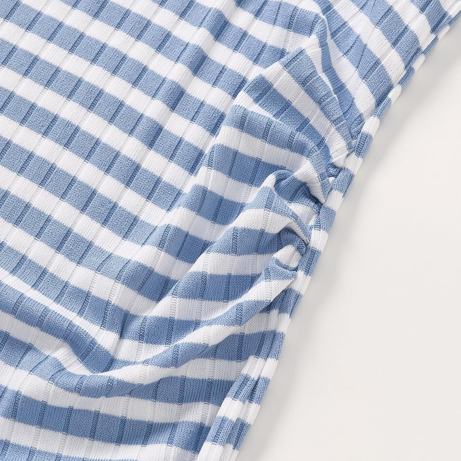 Sleeveless Rib Knit Maternity Dress Side Slit Bump Fit Striped Bodycon Sweater Dress image number 1