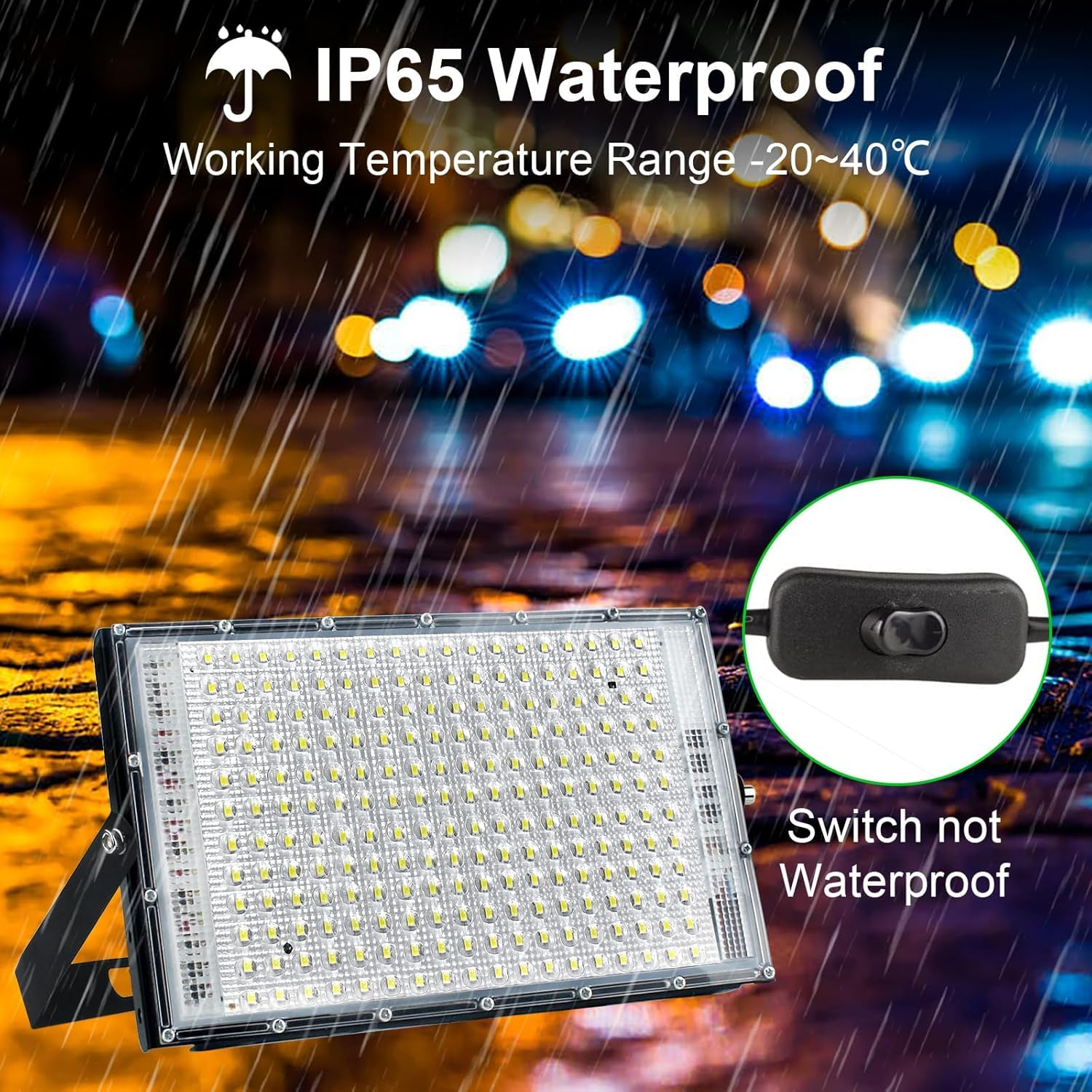 150W LED Flood Light Outdoor, Indmird 2PCS 15000LM LED Floodlight 6500K Daylight White Security Lights IP66 Waterproof Led Spot Light Led Work Light for Yard,Garage,Garden,Parking Lot, Park,Playground image number 3