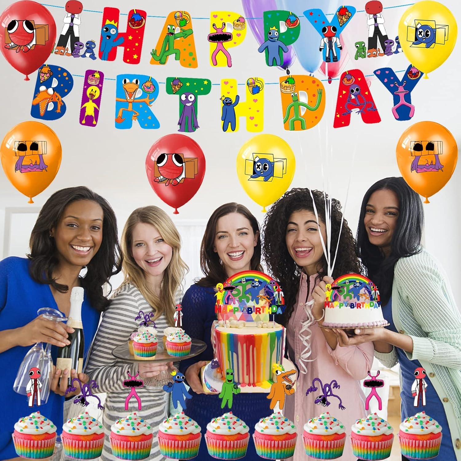 Birthday Party Decorations Rainbow Friends Balloons Birthday Roblox Rainbow Friends Birthday Cake Decorations Rainbow Friends Happy Birthday Banner Rainbow Friends Birthday Decoration