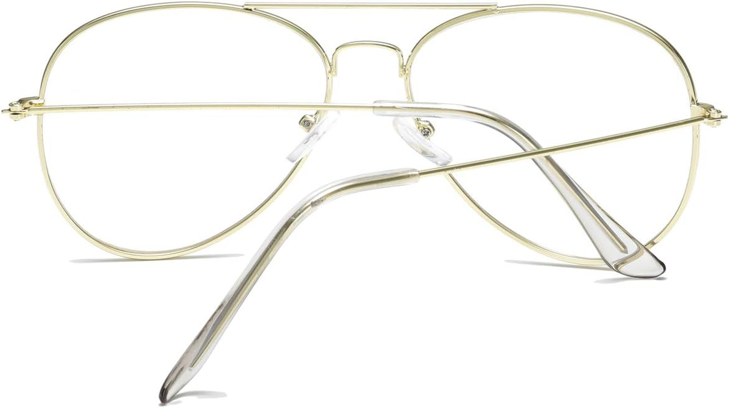AISSWZBER Clear Aviator Glasses Lens Premium Classic Metal Frame Eyeglasses image number 5