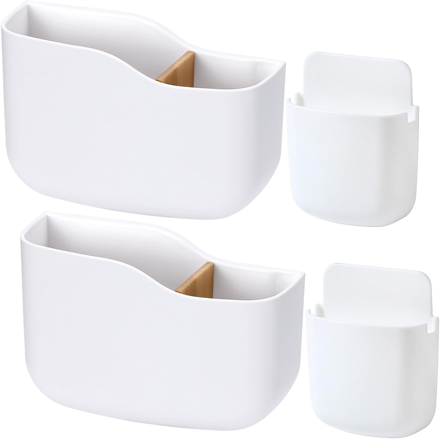 2 Packs Adhesive Remote Control Holder White Universal Controller Holder Wall Mount Storage Organizer with Slot Home,Suitables for Office Desk Nightstand Stationery Phones Charging image number 2