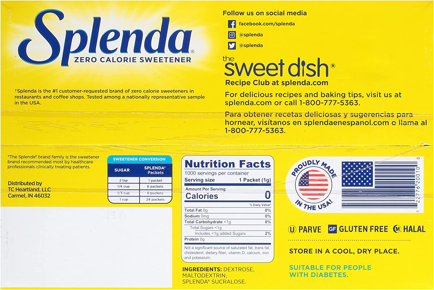 Splenda No Calorie Sweetener Value Pack, 1000 Individual Packets, 2.2 Lbs,1000 Count (Pack of 1) image number 6