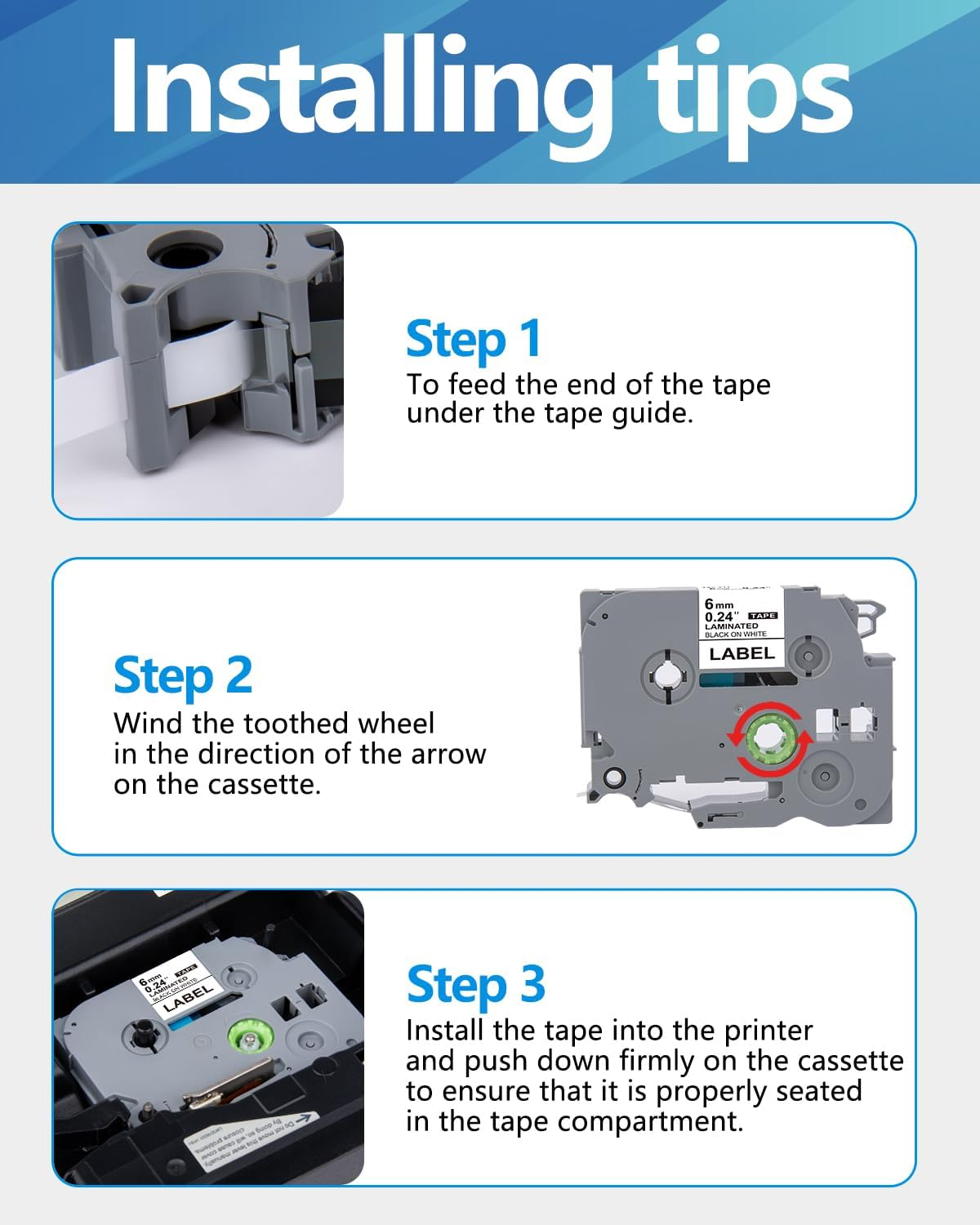 Weemay 5X 6Mm Laminated White Labeling Tape Tze-211 Compatible for Brother Ptouch Label Maker 0.23In (6Mm) X 26.2Ft (8M) Compatible with Tze and TZ 211 Tape, Ideal for Home, Office, and School Use image number 4