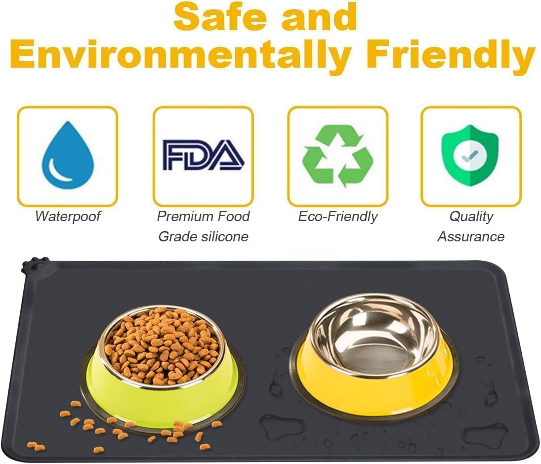 Non Slip Silicone Pet Feeding Mat, 1Pc Non-Stick Dog Cat Bowl Feeding Mat, Waterproof Anti-Slip Silicone Pet Food and Water Bowl Mat image number 4