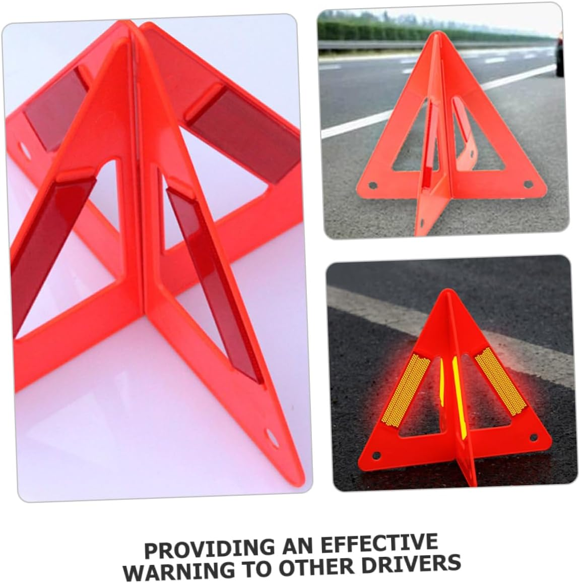 Anneome 3Pcs Triangle Reflector Reflective Roadside Triangles Car Emergency Warning Signs Safety Road Warning Sign for Roadside Use image number 4