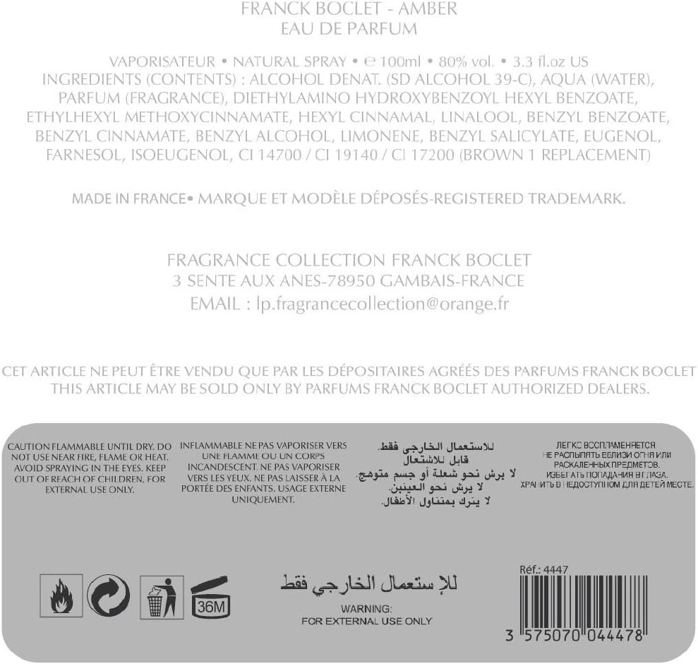 Franck Boclet Amber by Franck Boclet Eau De Parfum Spray (Unisex) 100 Ml image number 5