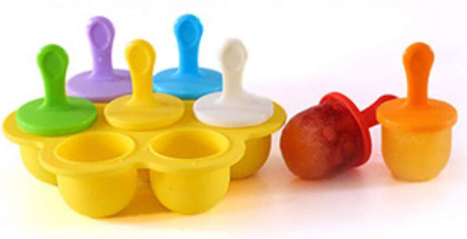 Blue Silicone Popsicle Molds Mini 7-Cavity Ice Pop Molds Food Grade Non-Stick Popsicle Molds