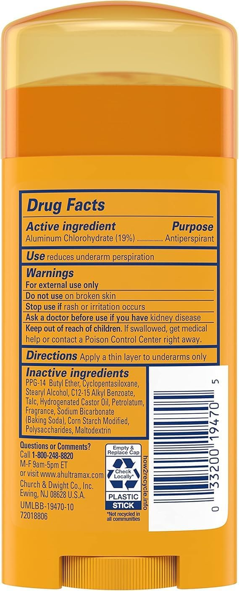 Arm & Hammer Ultramax Invisible Solid Powder Fresh Antiperspirant & Deodorant-2.6 Oz