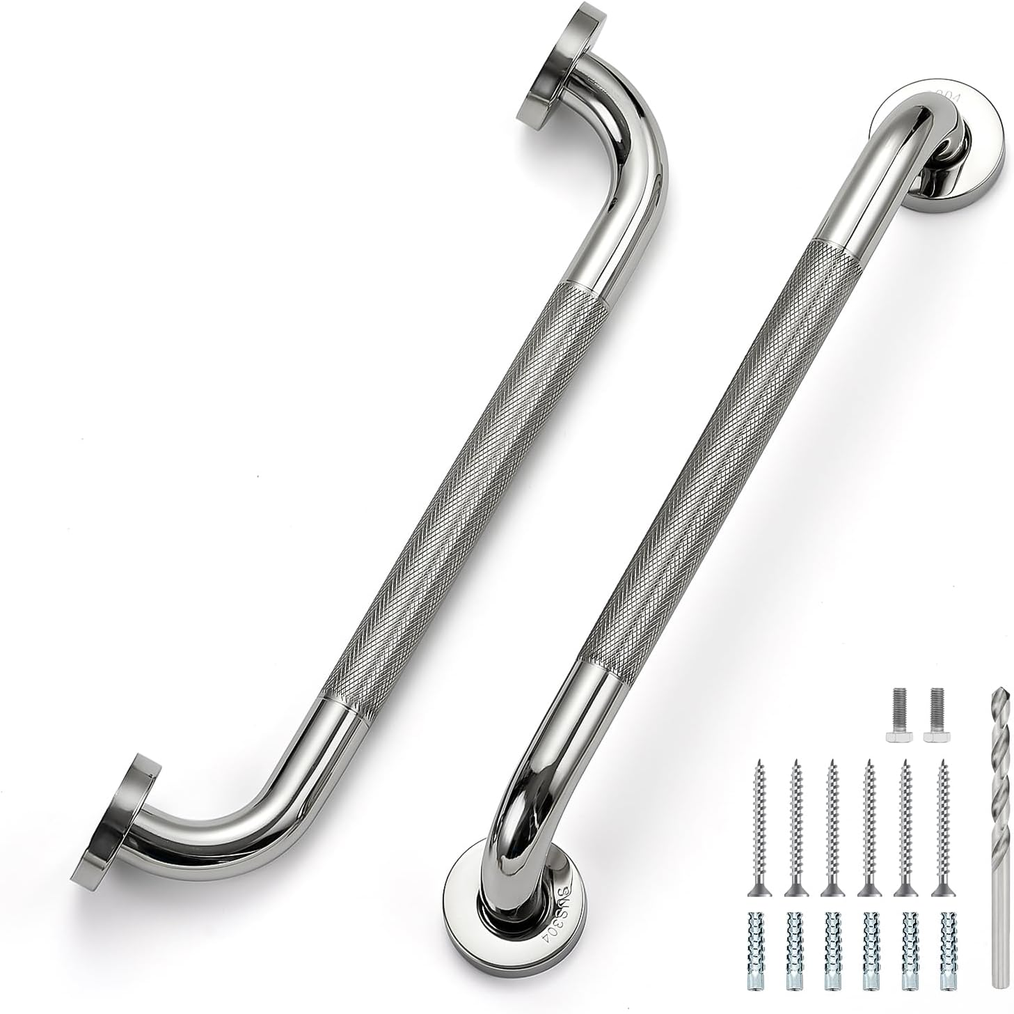12 Inch Grab Bars for Shower, Anti-Slip Shower Handles for Elderly Stainless Steel Toilet Hand Rail (Brushed Nickel, 2 Pack)