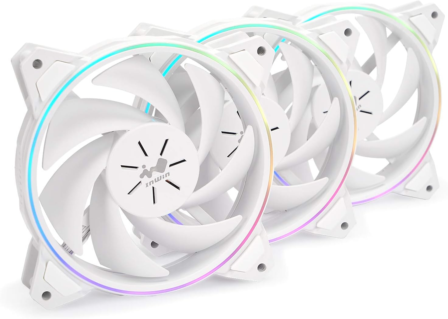 IN WIN Sirius Pure ASP120 RGB Fan Kit, 3-Pack, White, Desktop Compatible image number 1
